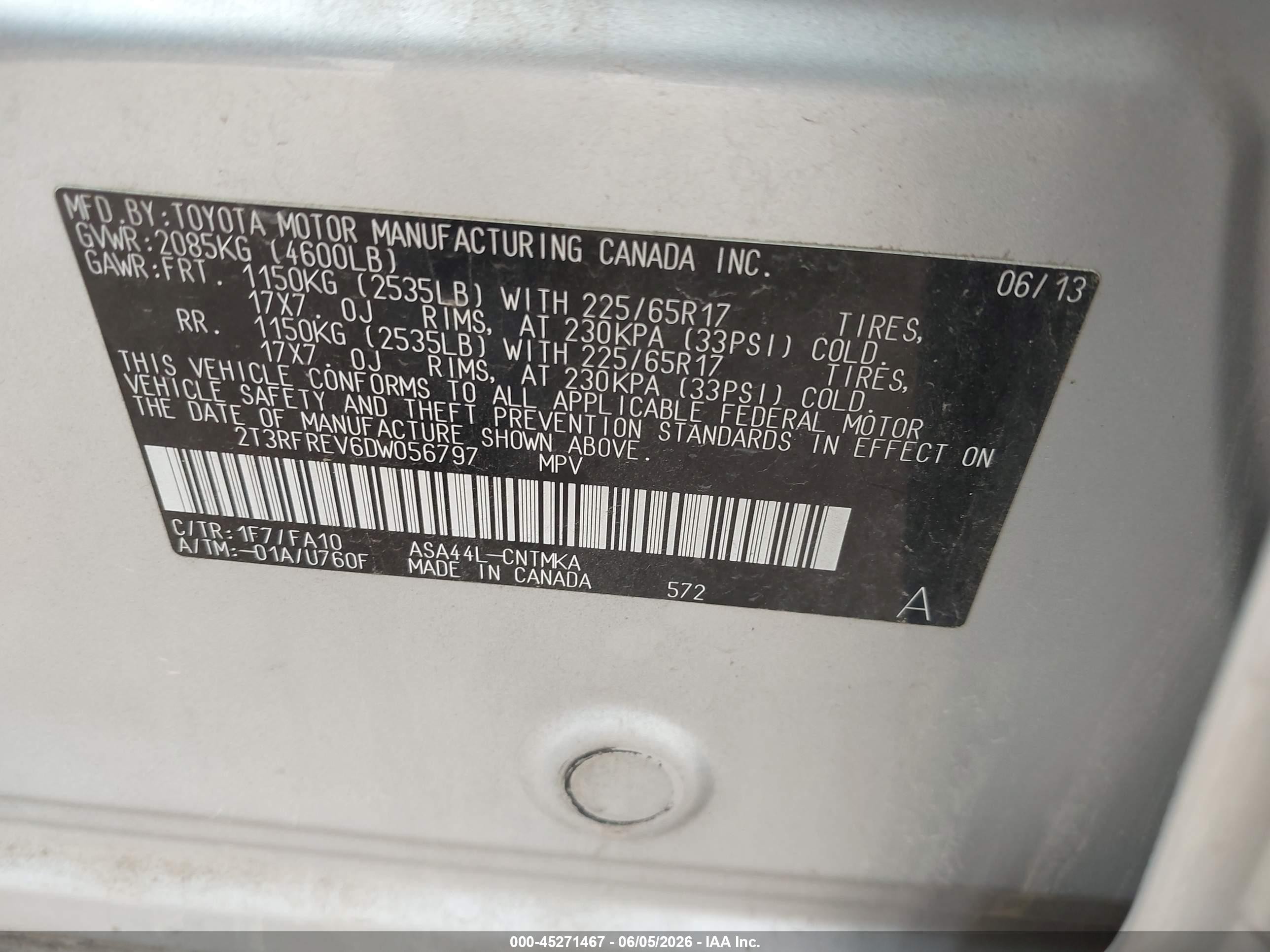 2013 Toyota Rav4 Xle Silver vin: 2T3RFREV6DW056797