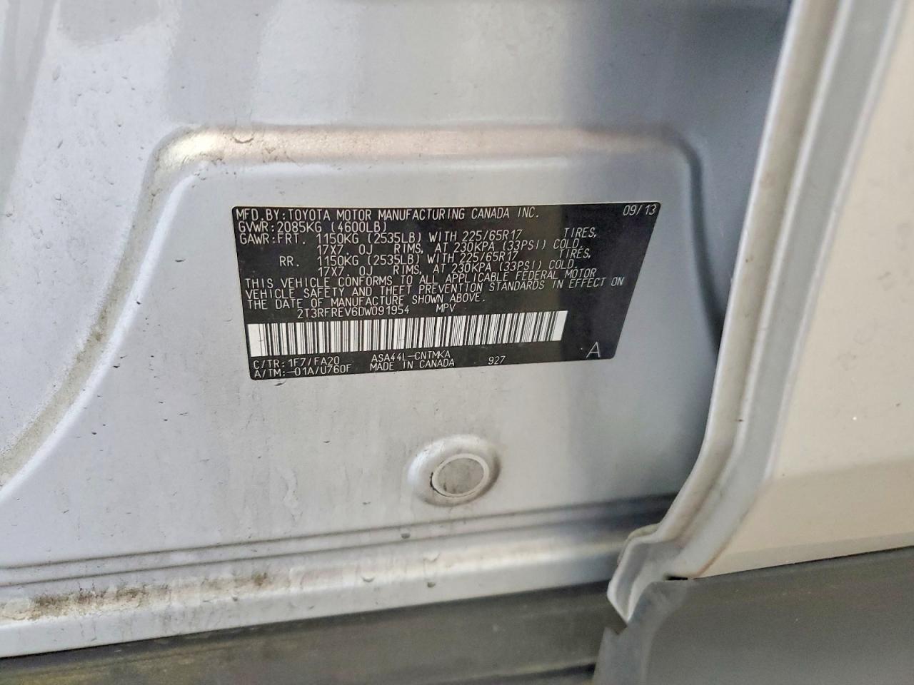 2013 Toyota Rav4 Xle Silver vin: 2T3RFREV6DW091954