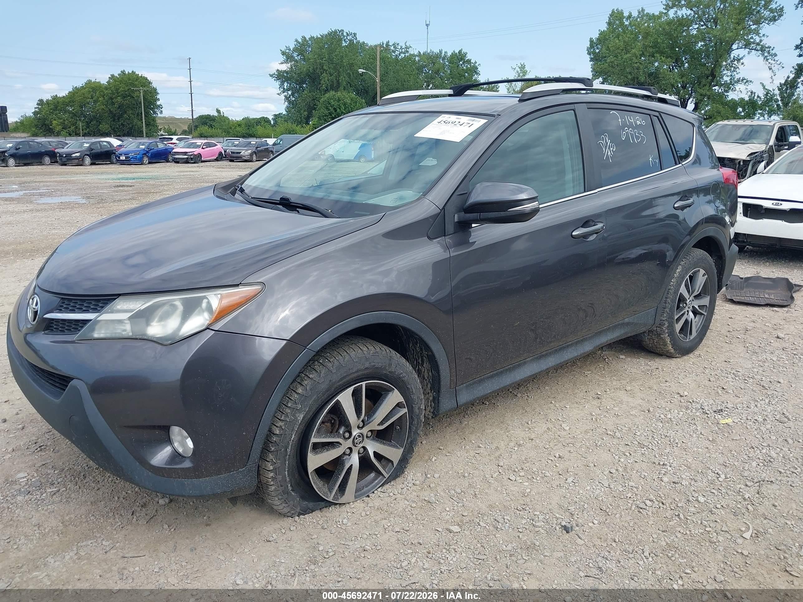 2015 Toyota Rav4 Xle Gray vin: 2T3RFREV6FW351370