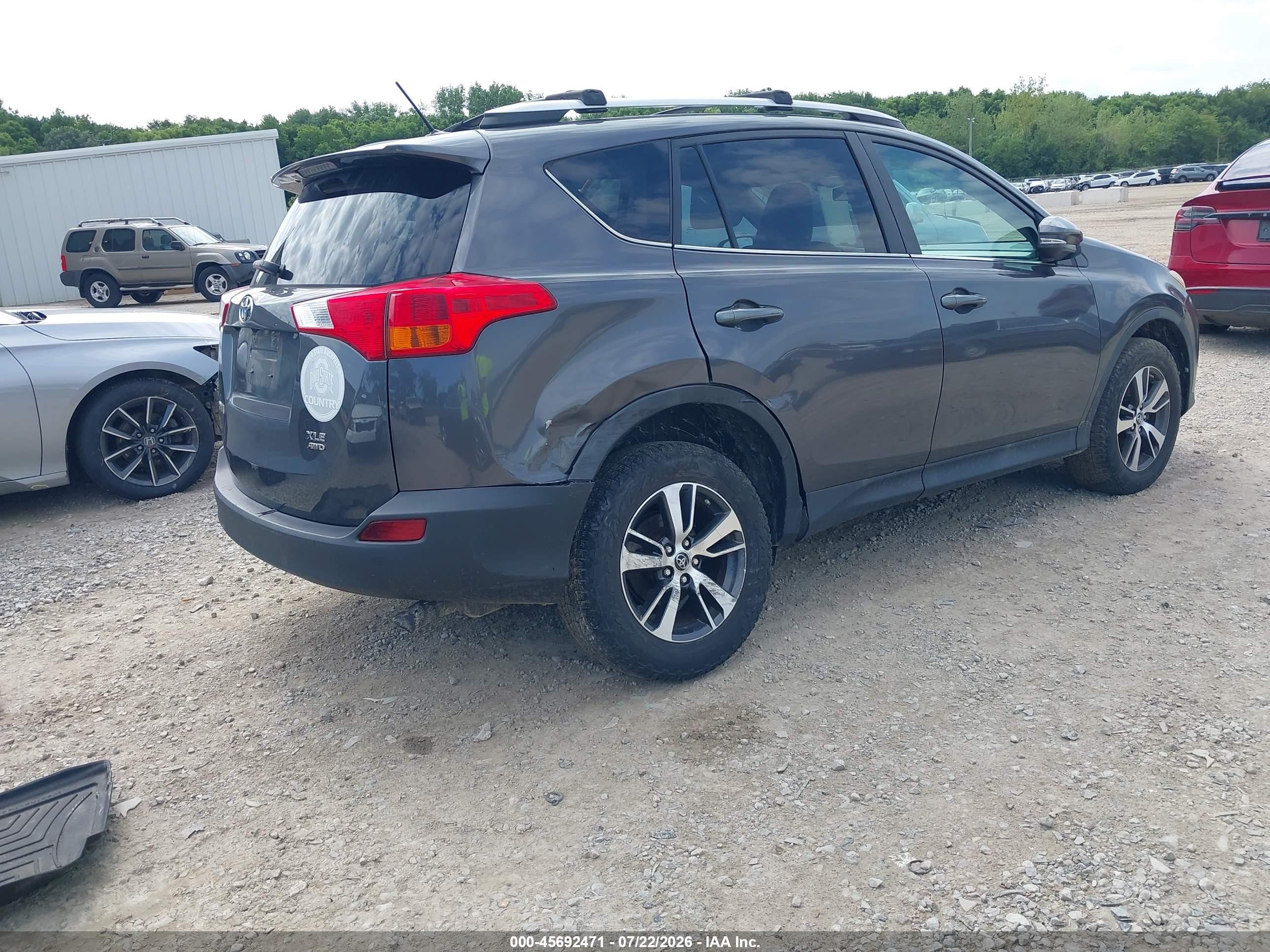 2015 Toyota Rav4 Xle Gray vin: 2T3RFREV6FW351370