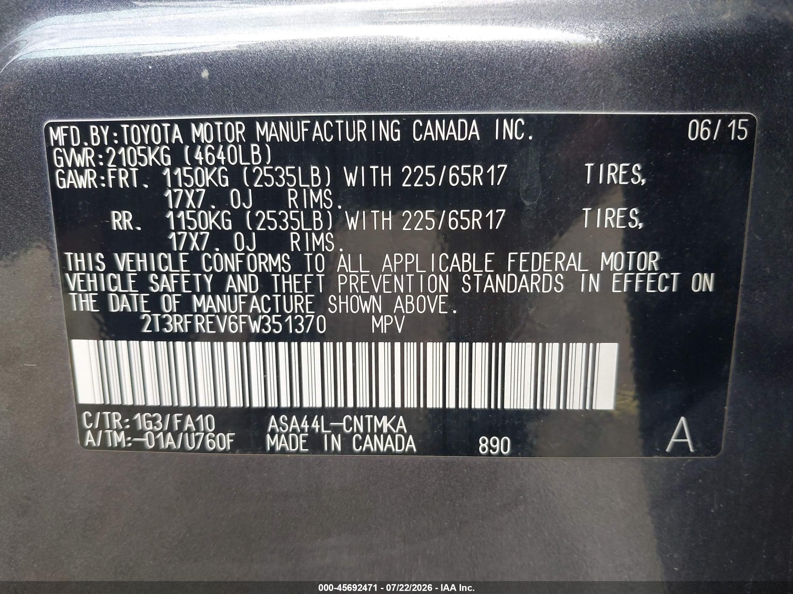 2015 Toyota Rav4 Xle Gray vin: 2T3RFREV6FW351370