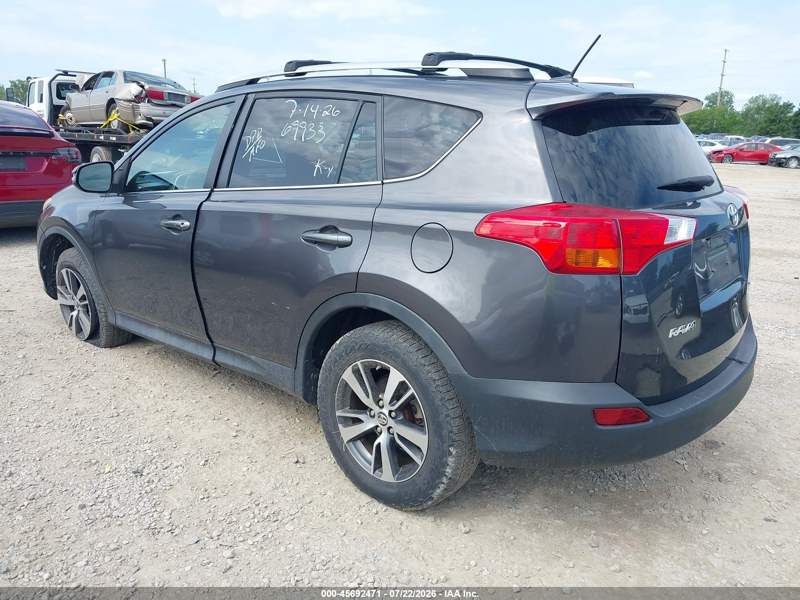 2015 Toyota Rav4 Xle Gray vin: 2T3RFREV6FW351370
