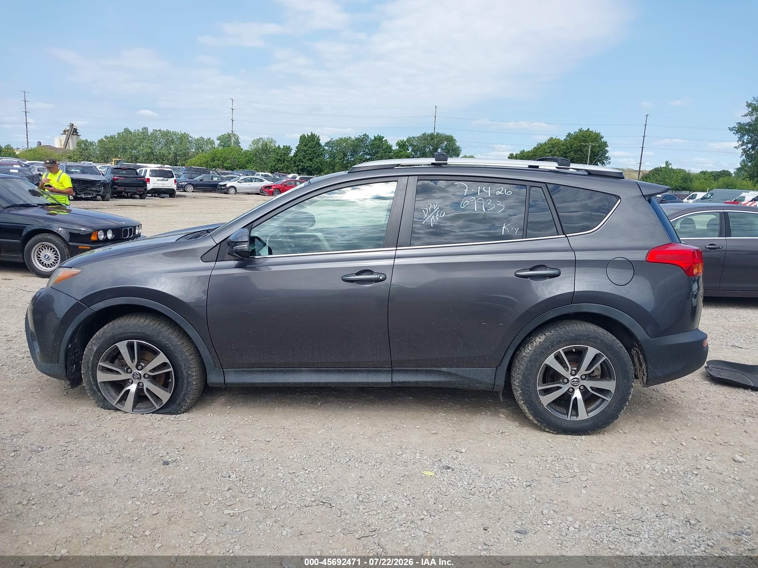 2015 Toyota Rav4 Xle Gray vin: 2T3RFREV6FW351370