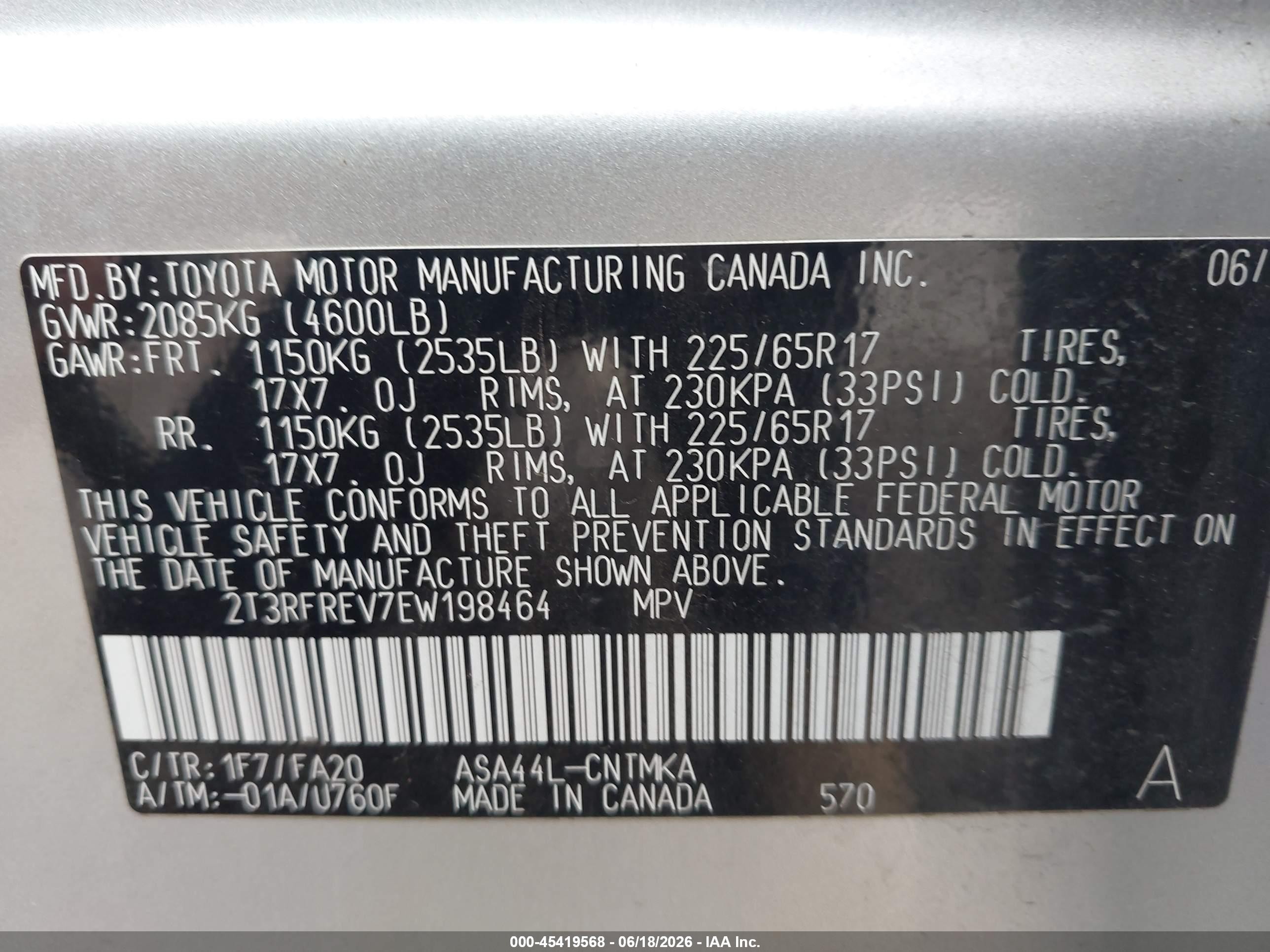 2014 Toyota Rav4 Xle Silver vin: 2T3RFREV7EW198464