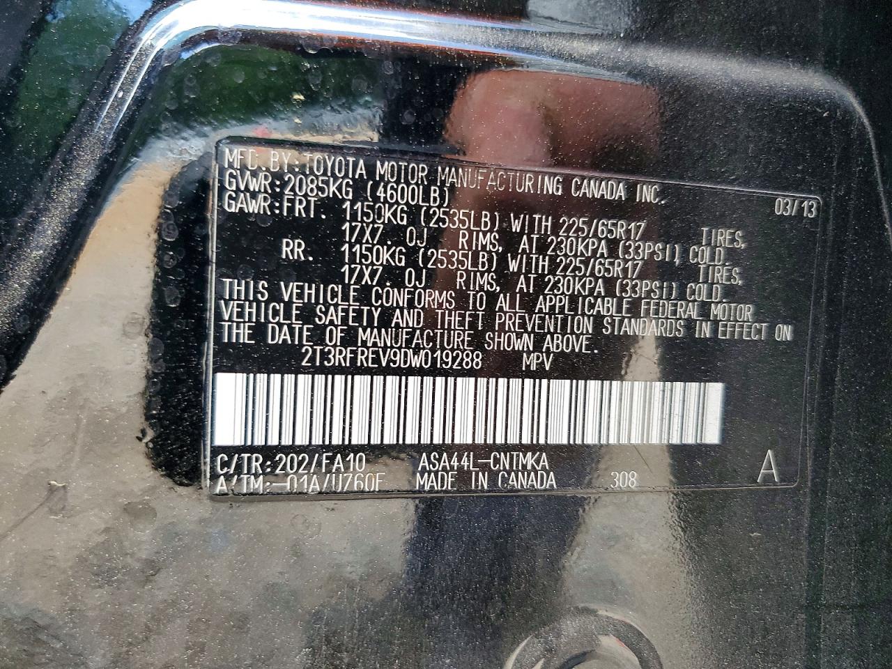 2013 Toyota Rav4 Xle Черный vin: 2T3RFREV9DW019288