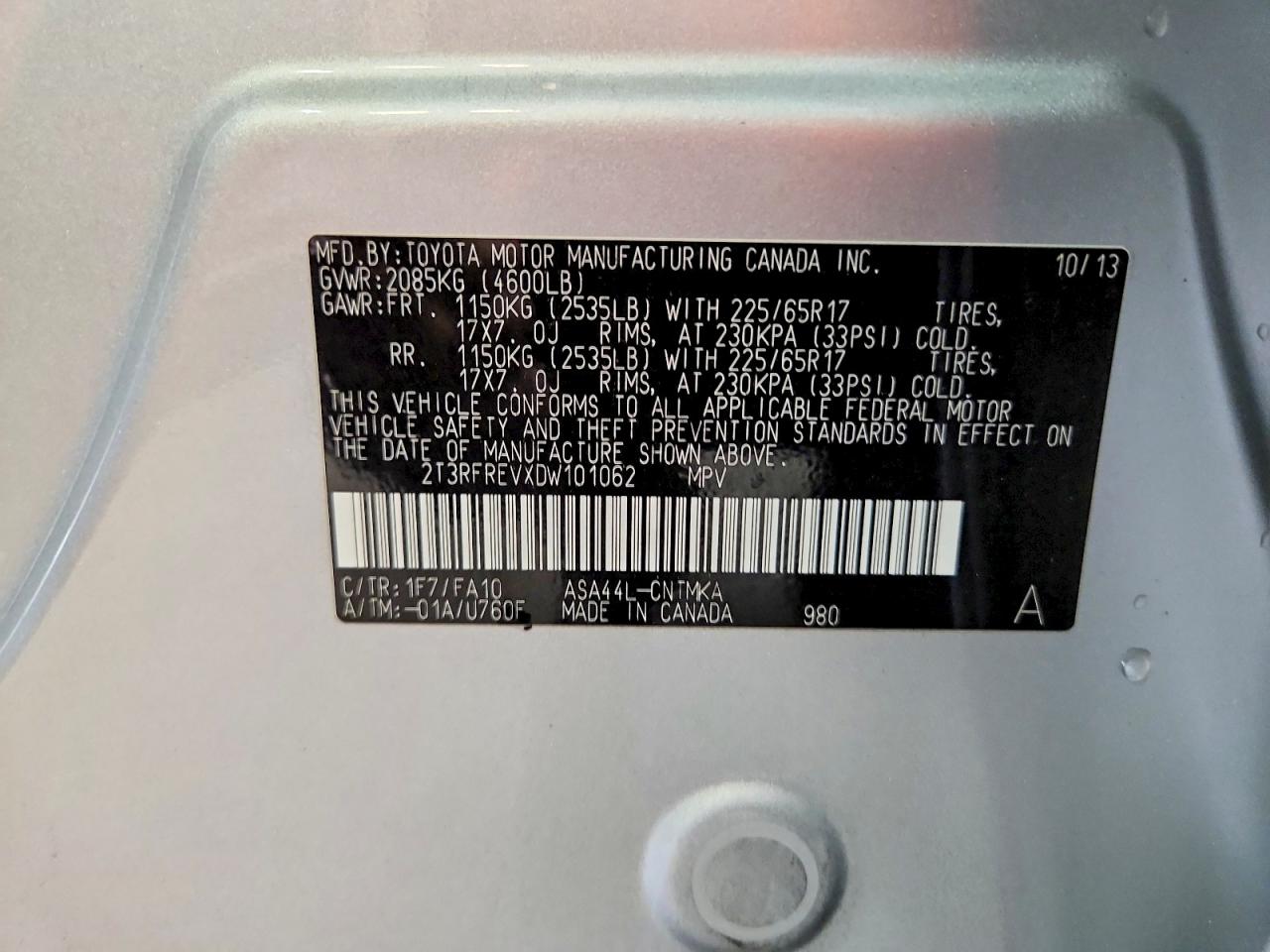 2013 Toyota Rav4 Xle Серый vin: 2T3RFREVXDW101062