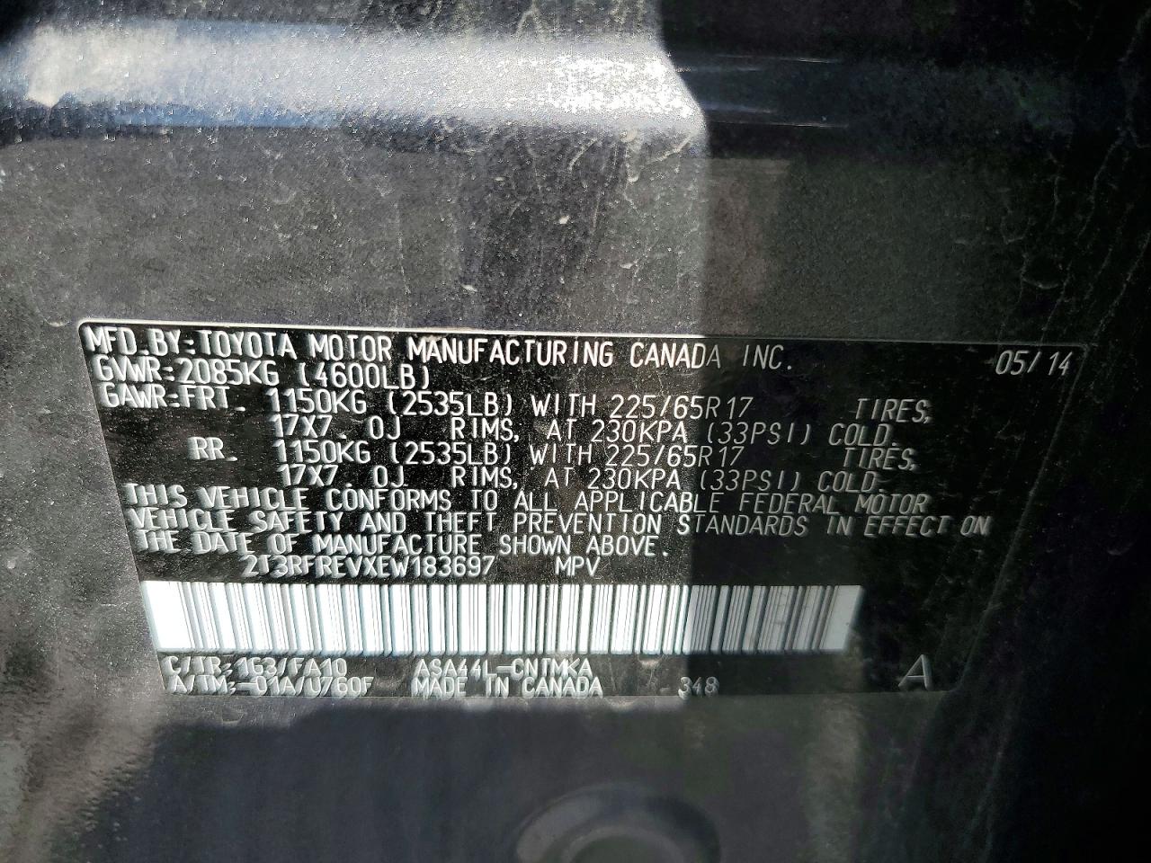 2014 Toyota Rav4 Xle Серый vin: 2T3RFREVXEW183697