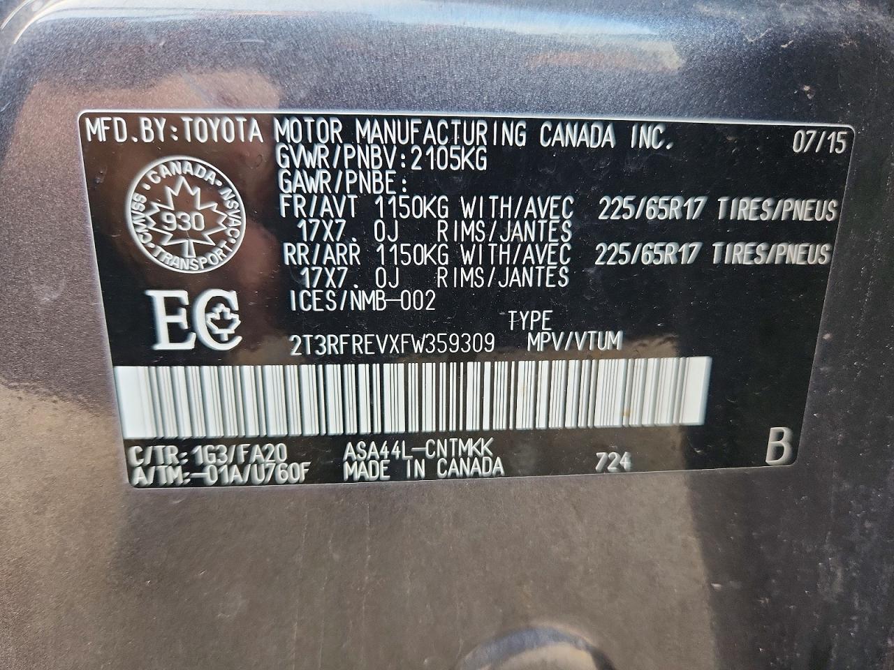 2015 Toyota Rav4 Xle Gray vin: 2T3RFREVXFW359309
