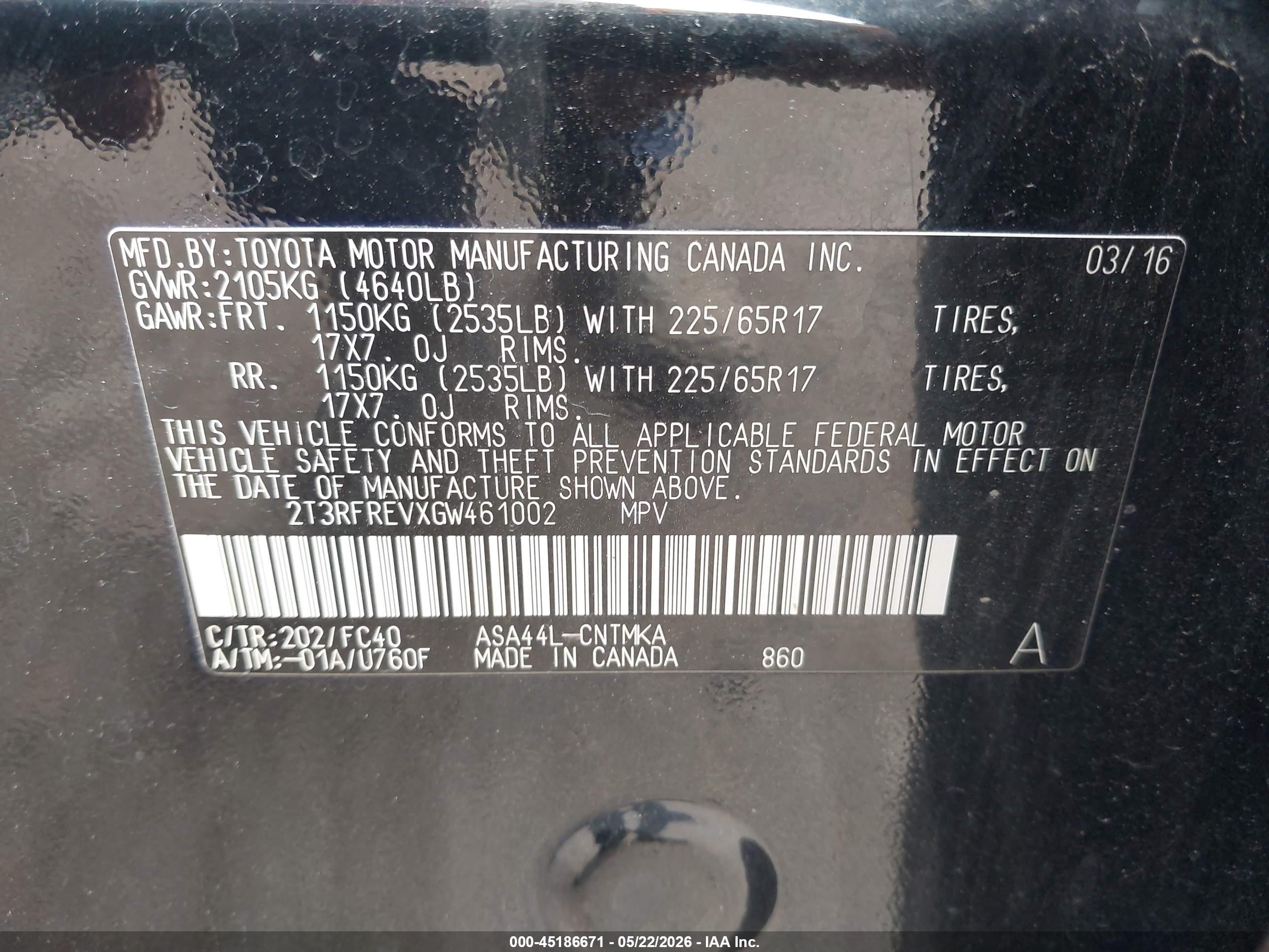 2016 Toyota Rav4 Xle Черный vin: 2T3RFREVXGW461002