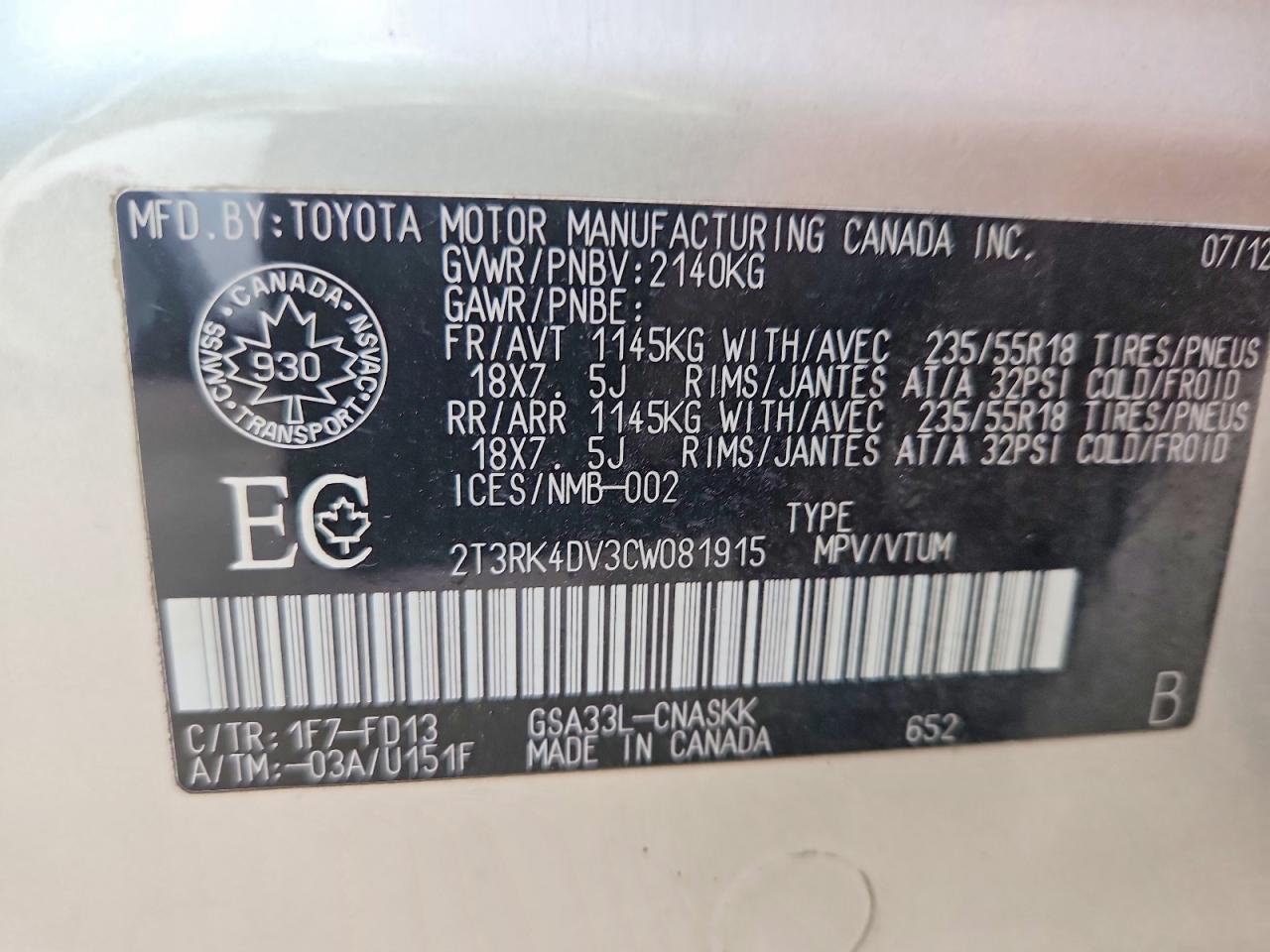 2012 Toyota Rav4 Sport Silver vin: 2T3RK4DV3CW081915