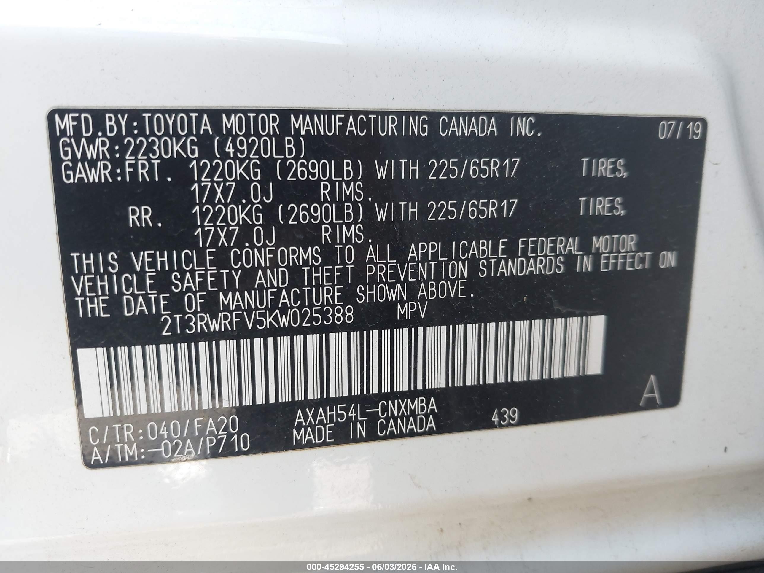 2019 Toyota Rav4 Hybrid Xle Белый vin: 2T3RWRFV5KW025388