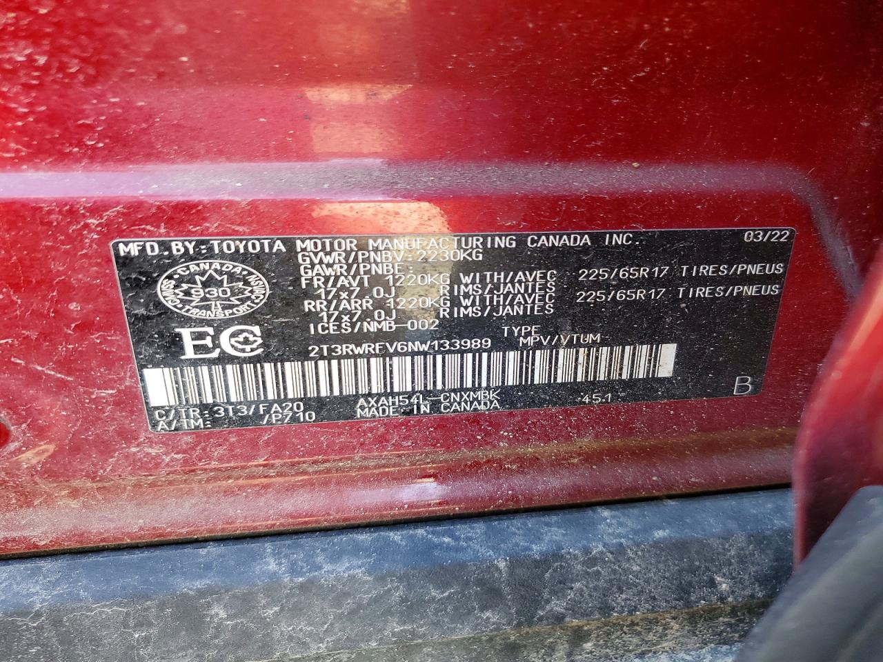 2022 Toyota Rav4 Xle Red vin: 2T3RWRFV6NW133989