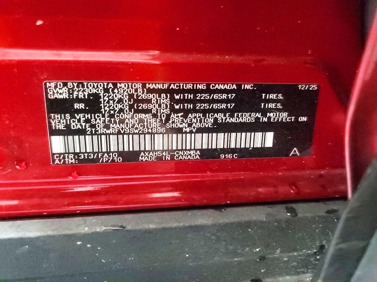2025 Toyota Rav4 Hybrid Xle Maroon vin: 2T3RWRFV9SW294896