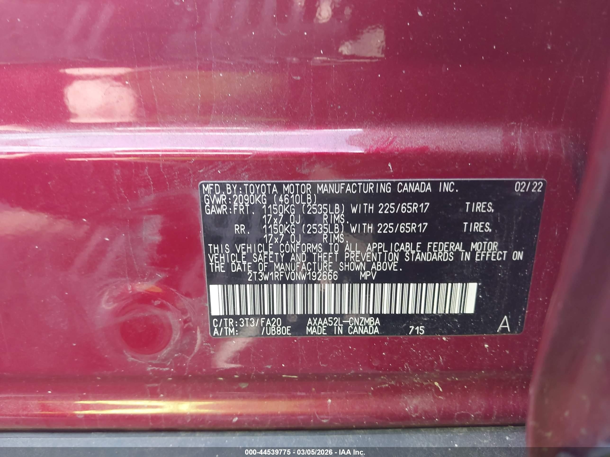 2022 Toyota Rav4 Xle Красный vin: 2T3W1RFV0NW192666