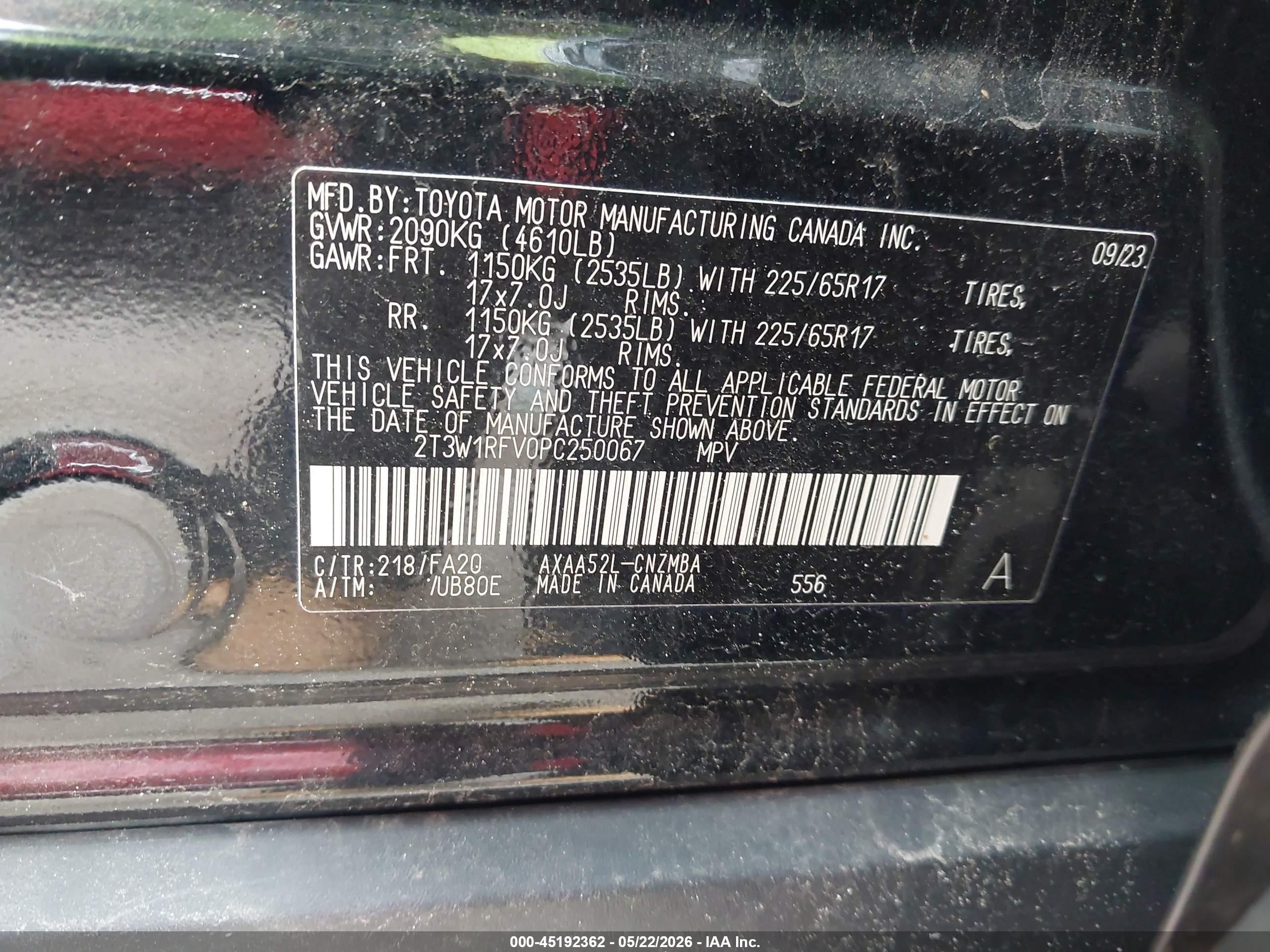 2023 Toyota Rav4 Xle Black vin: 2T3W1RFV0PC250067