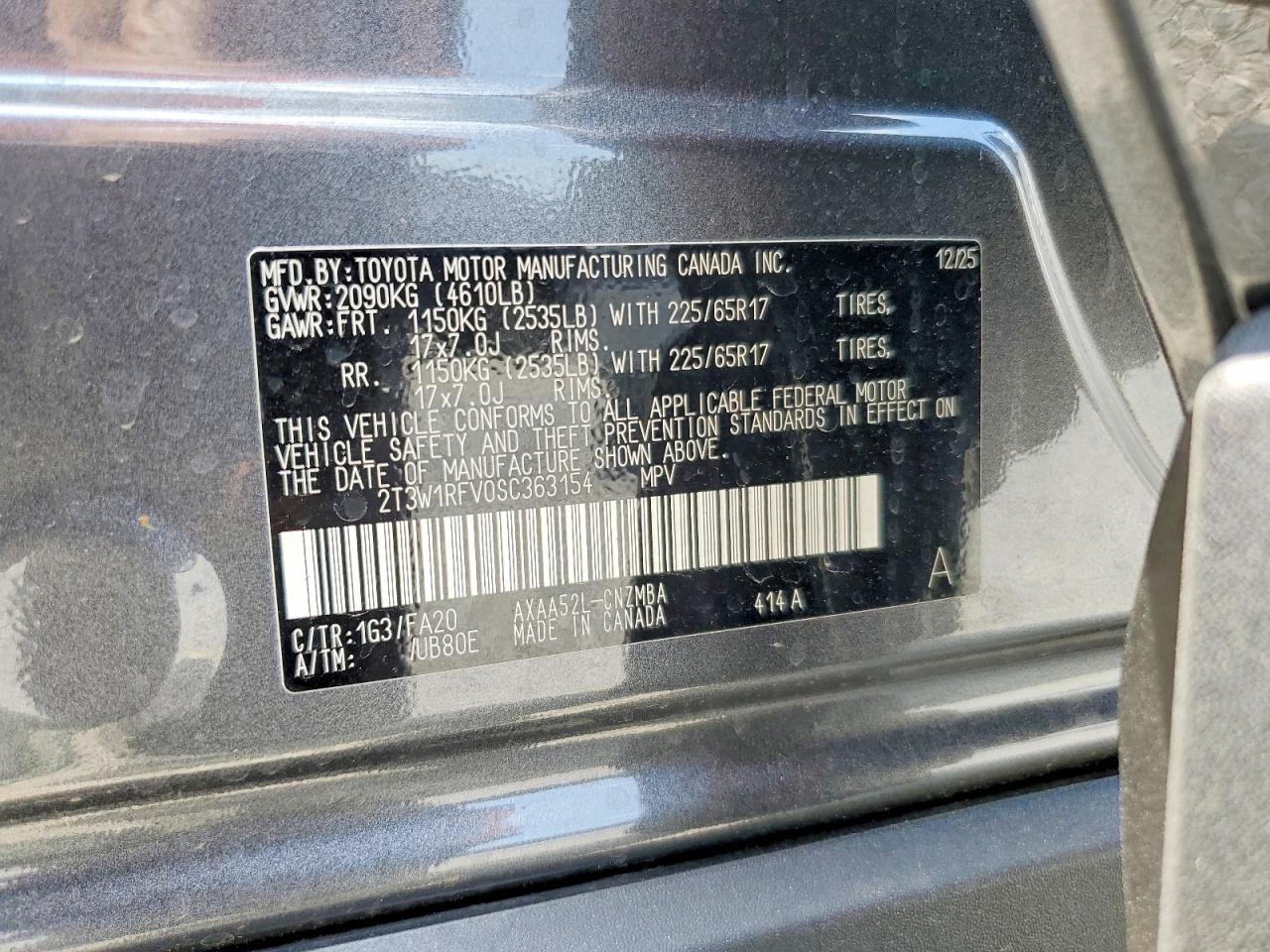 2025 Toyota Rav4 Xle Charcoal vin: 2T3W1RFV0SC363154