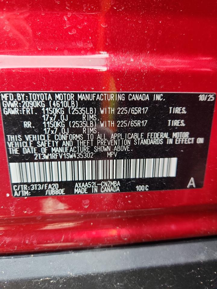 2025 Toyota Rav4 Xle Red vin: 2T3W1RFV1SW435302