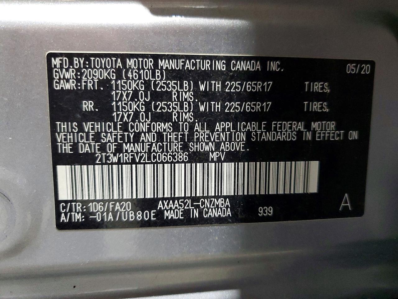 2020 Toyota Rav4 Xle Silver vin: 2T3W1RFV2LC066386