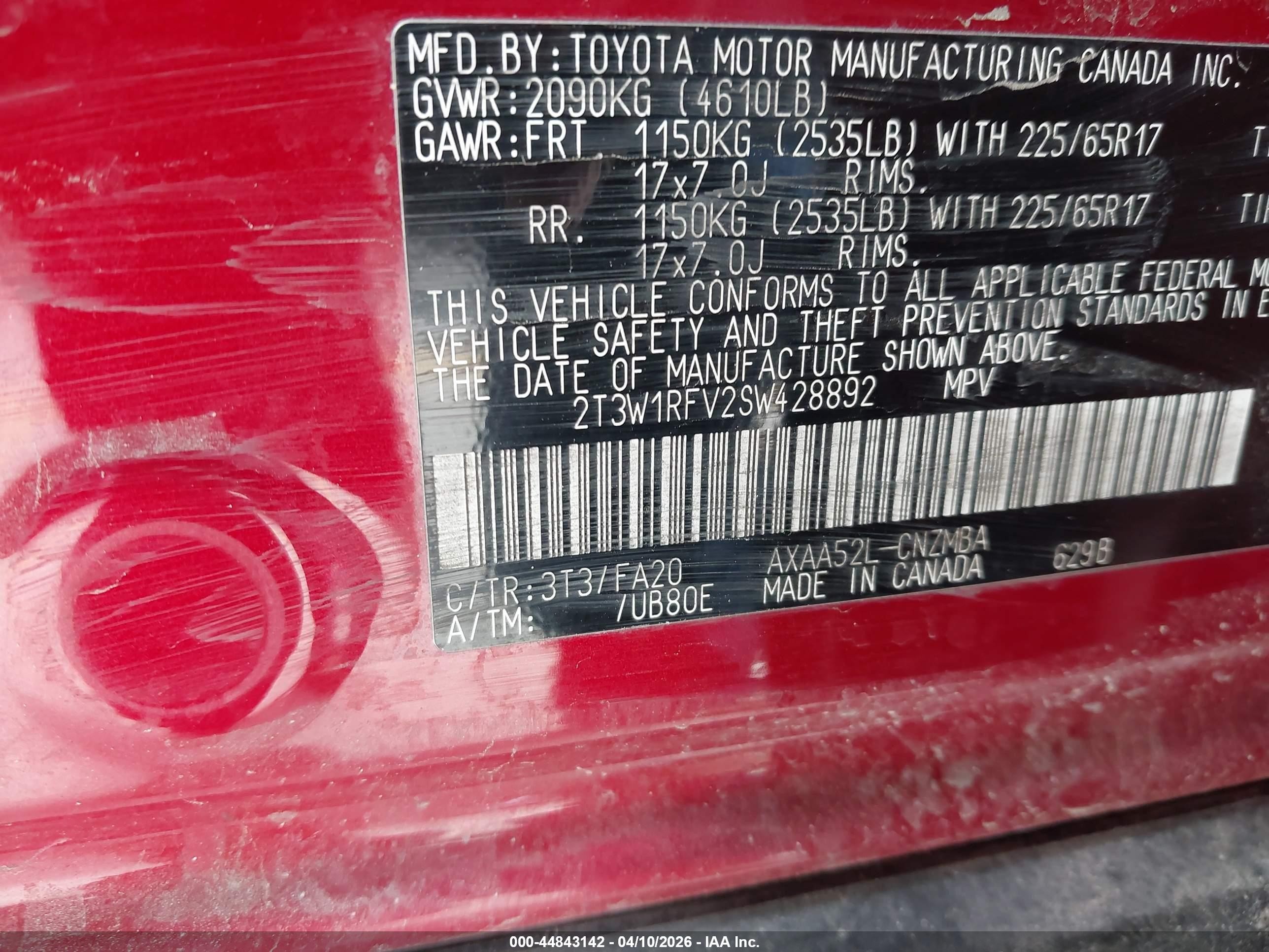 2025 Toyota Rav4 Xle Red vin: 2T3W1RFV2SW428892