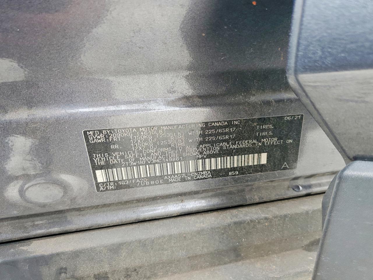 2021 Toyota Rav4 Xle Gray vin: 2T3W1RFV3MC149861