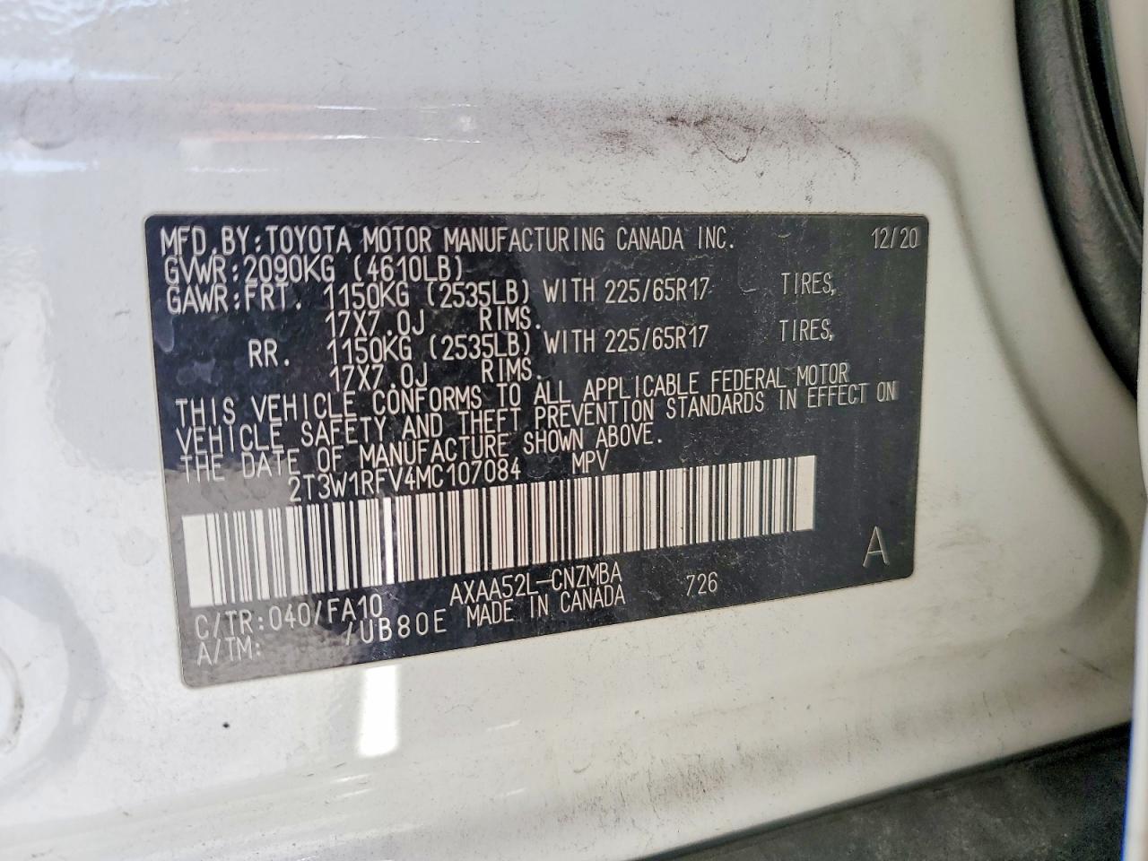2021 Toyota Rav4 Xle White vin: 2T3W1RFV4MC107084
