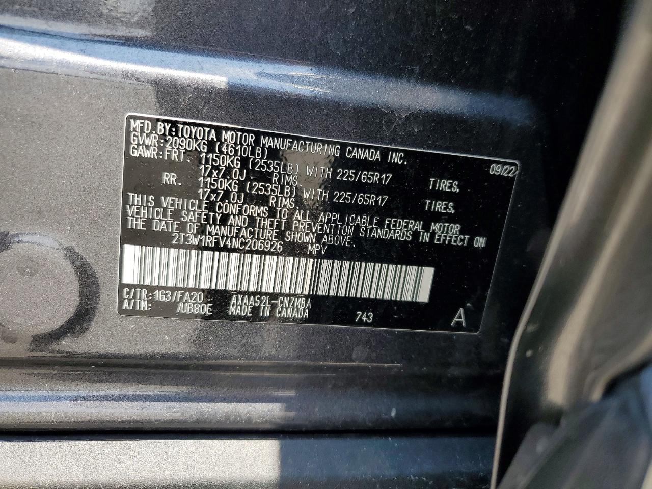 2022 Toyota Rav4 Xle Gray vin: 2T3W1RFV4NC206926