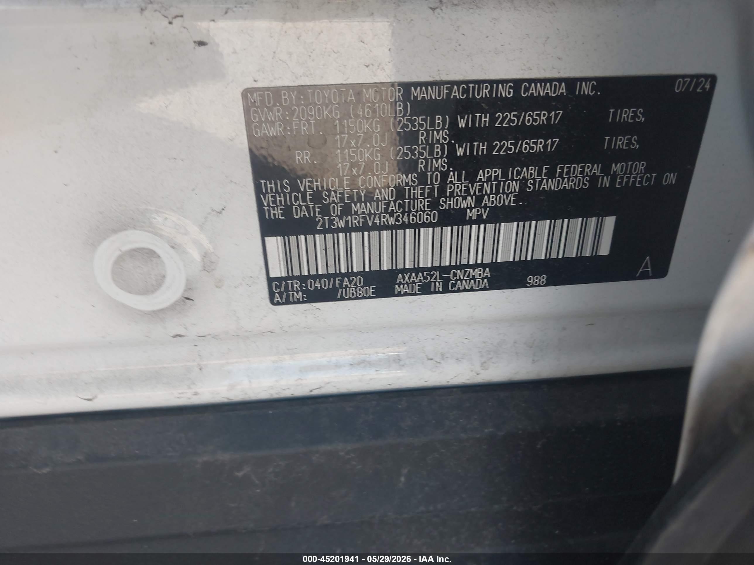 2024 Toyota Rav4 Xle White vin: 2T3W1RFV4RW346060