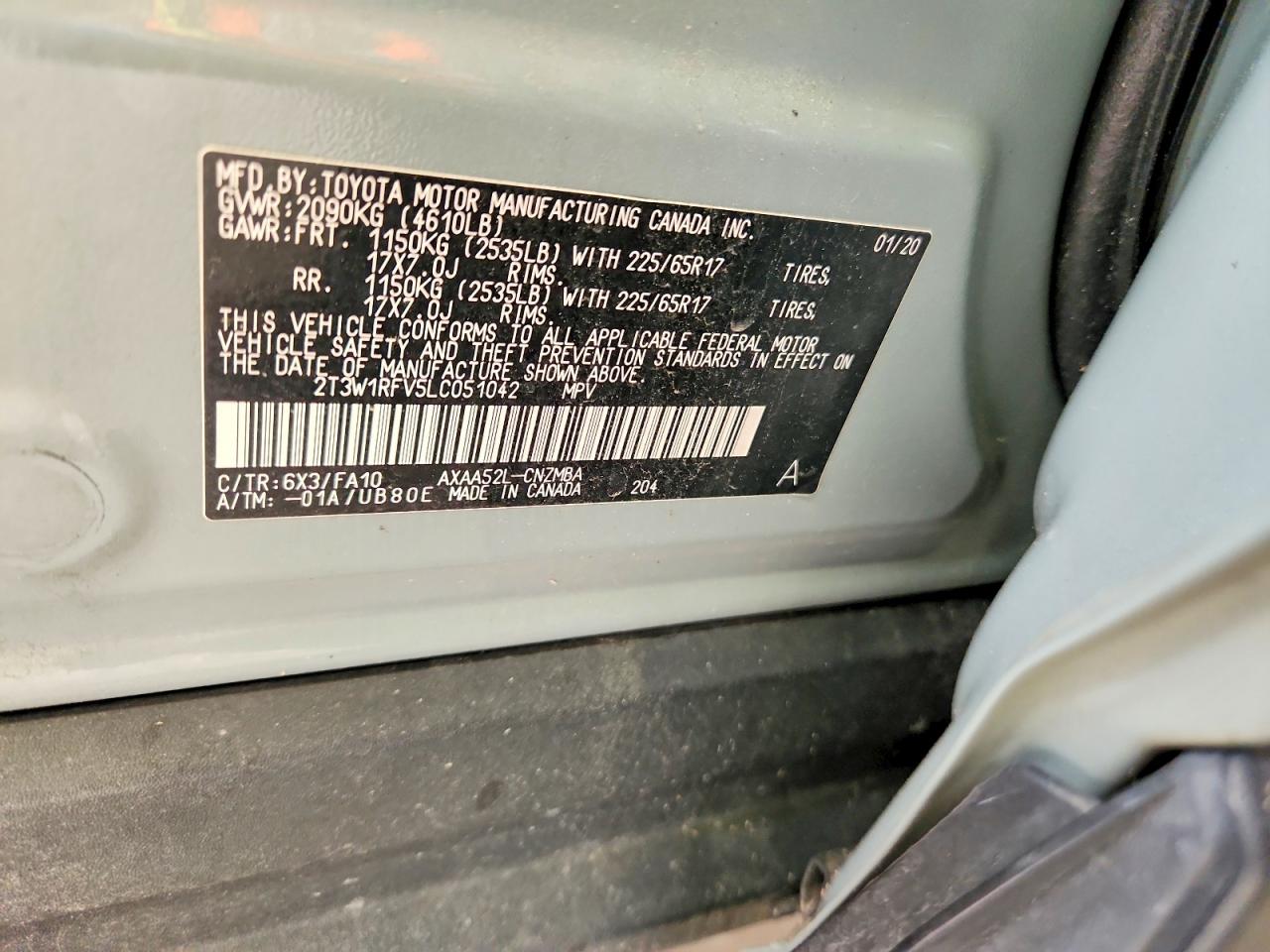 2020 Toyota Rav4 Xle/xle Premium Green vin: 2T3W1RFV5LC051042