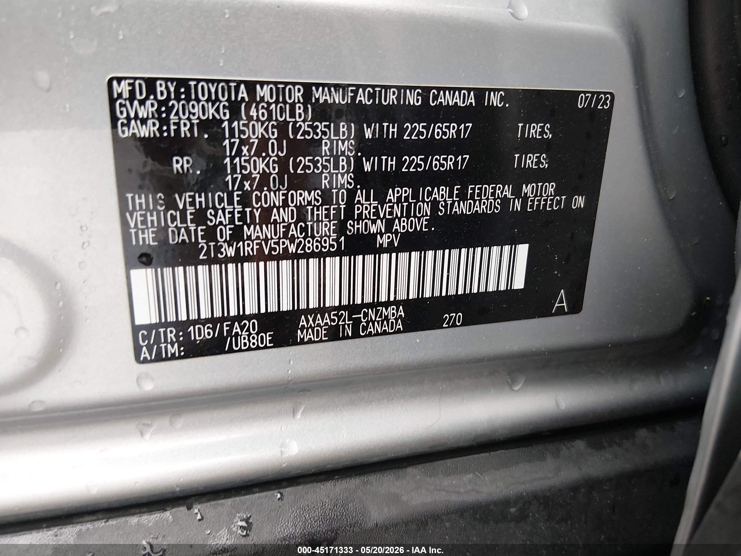 2023 Toyota Rav4 Xle Silver vin: 2T3W1RFV5PW286951