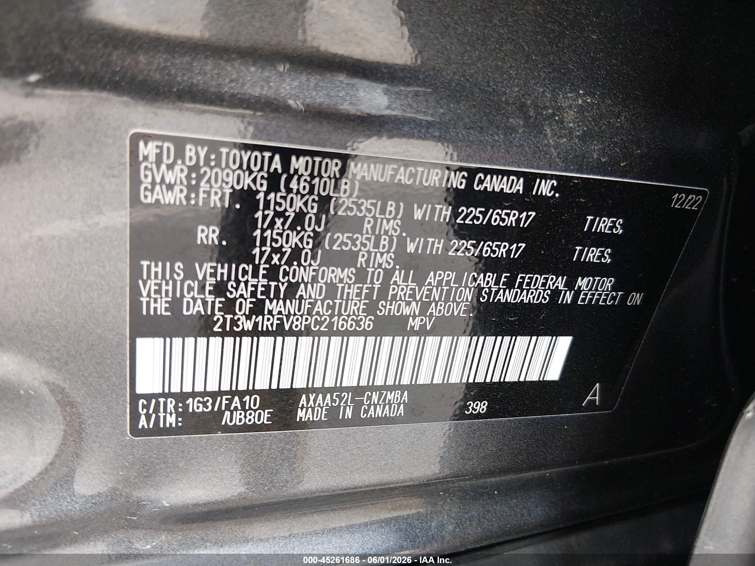 2023 Toyota Rav4 Xle Черный vin: 2T3W1RFV8PC216636