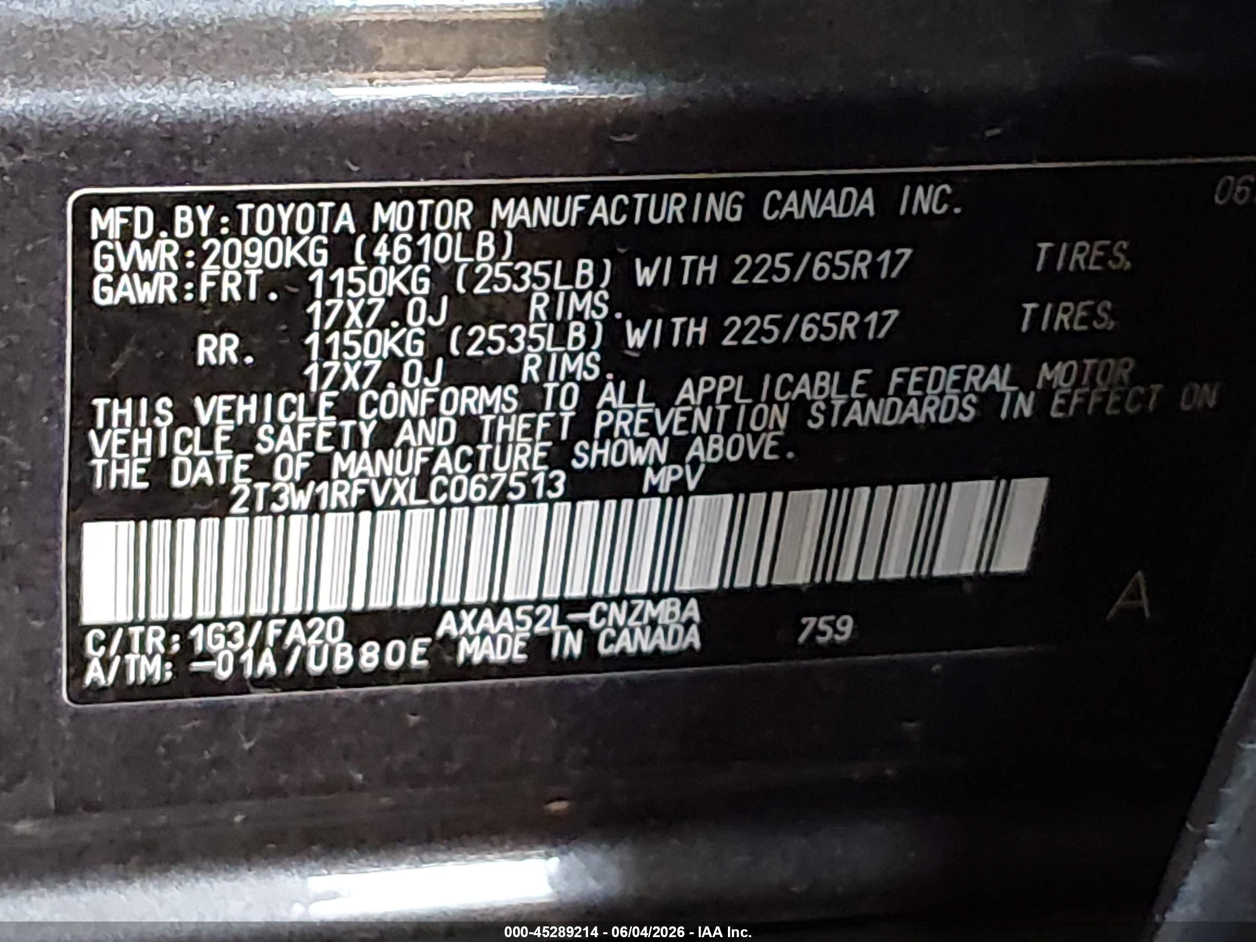 2020 Toyota Rav4 Xle Gray vin: 2T3W1RFVXLC067513