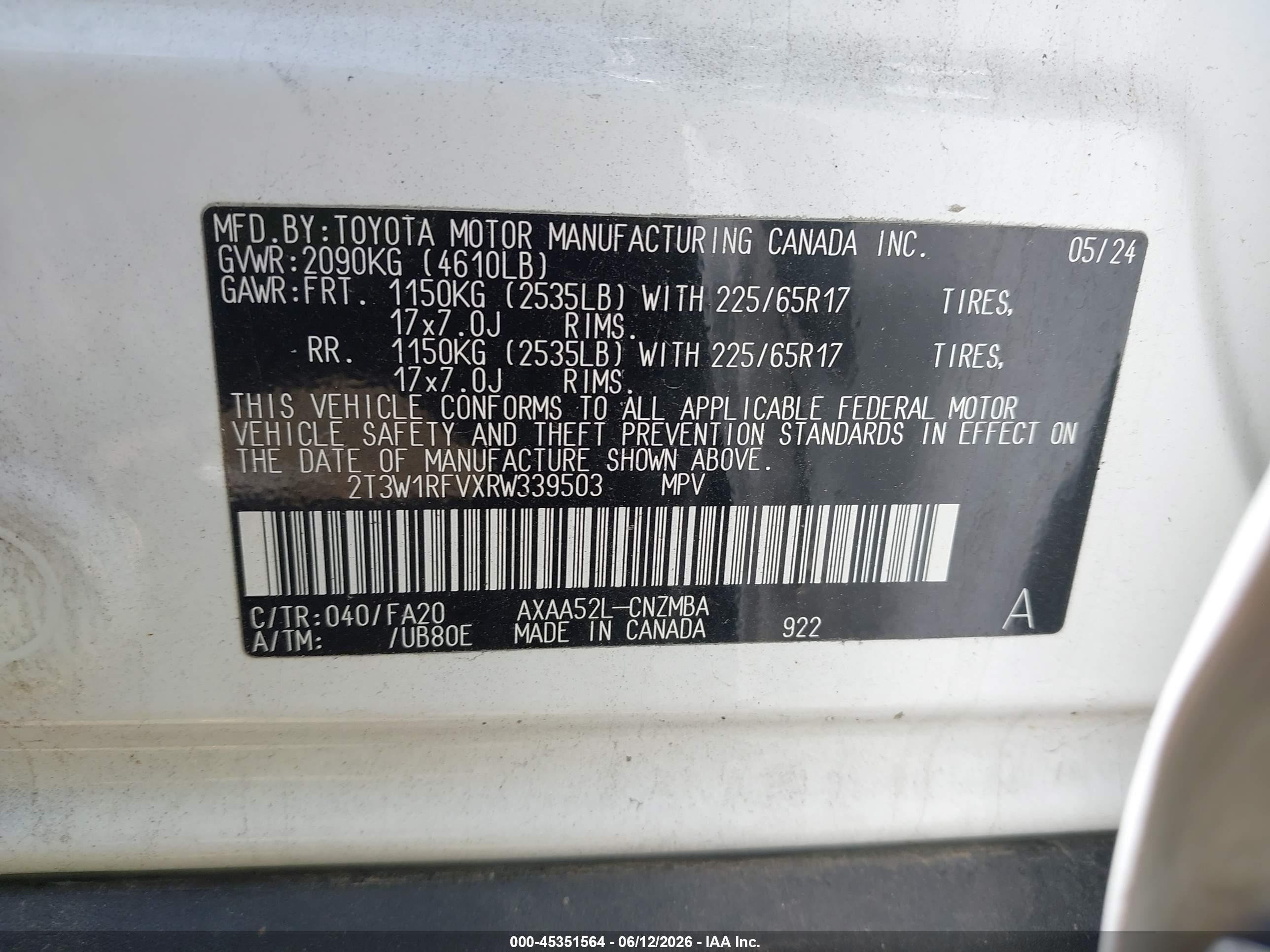 2024 Toyota Rav4 Xle Белый vin: 2T3W1RFVXRW339503