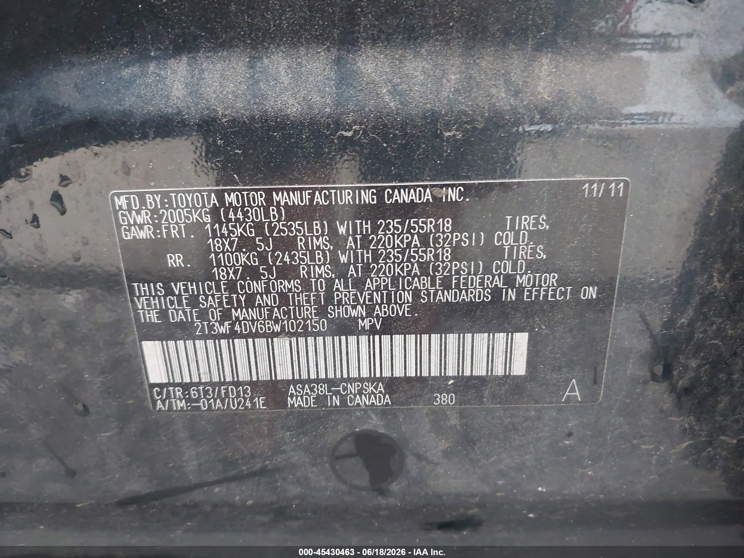 2011 Toyota Rav4 Sport Green vin: 2T3WF4DV6BW102150
