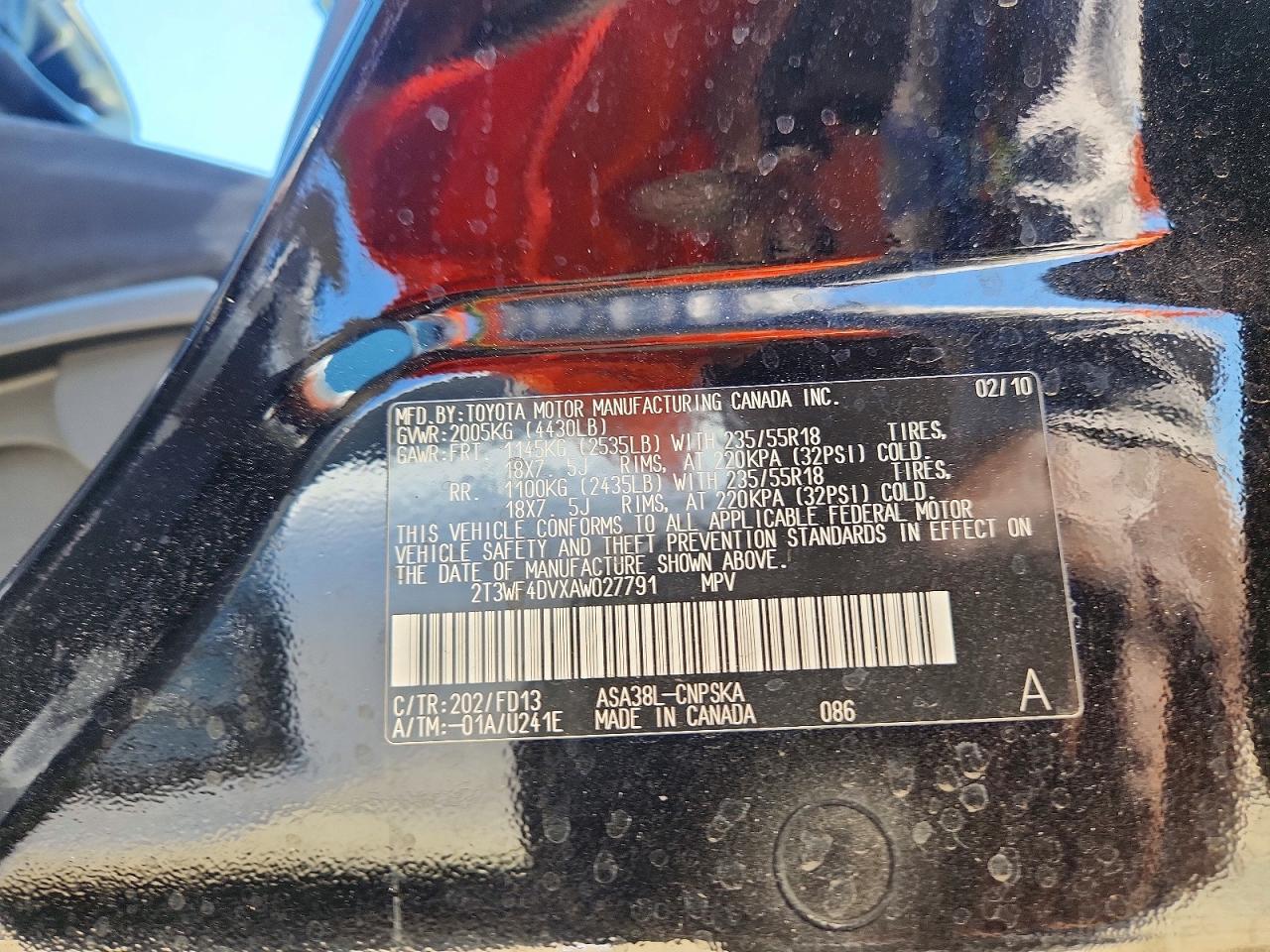 2010 Toyota Rav4 Sport Черный vin: 2T3WF4DVXAW027791