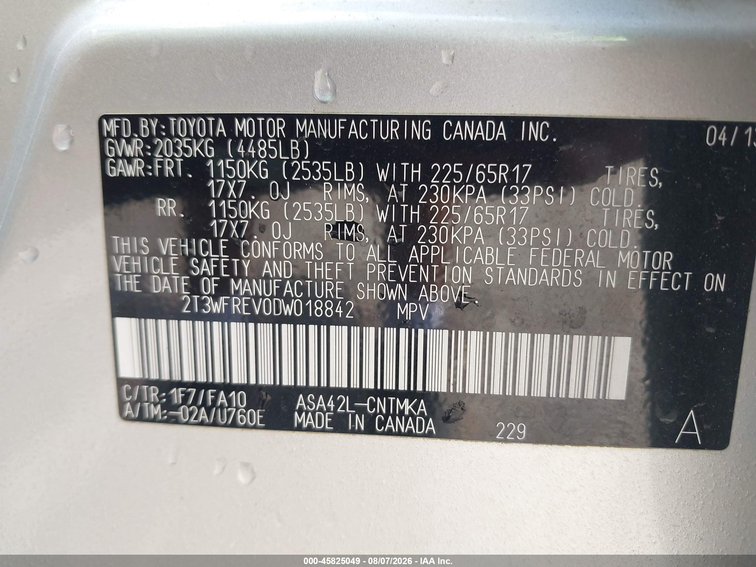 2013 Toyota Rav4 Xle Серебряный vin: 2T3WFREV0DW018842