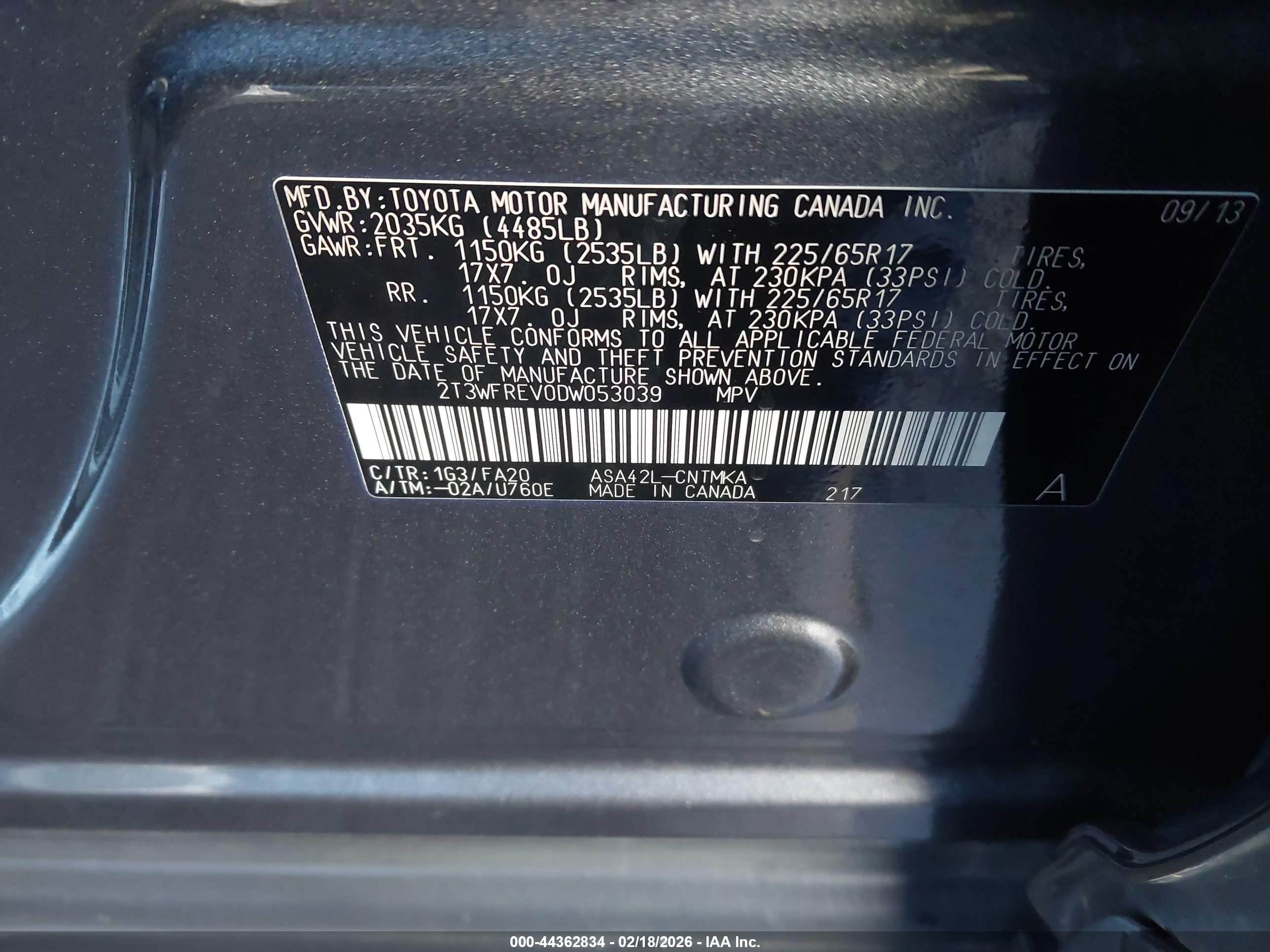 2013 Toyota Rav4 Xle Серый vin: 2T3WFREV0DW053039