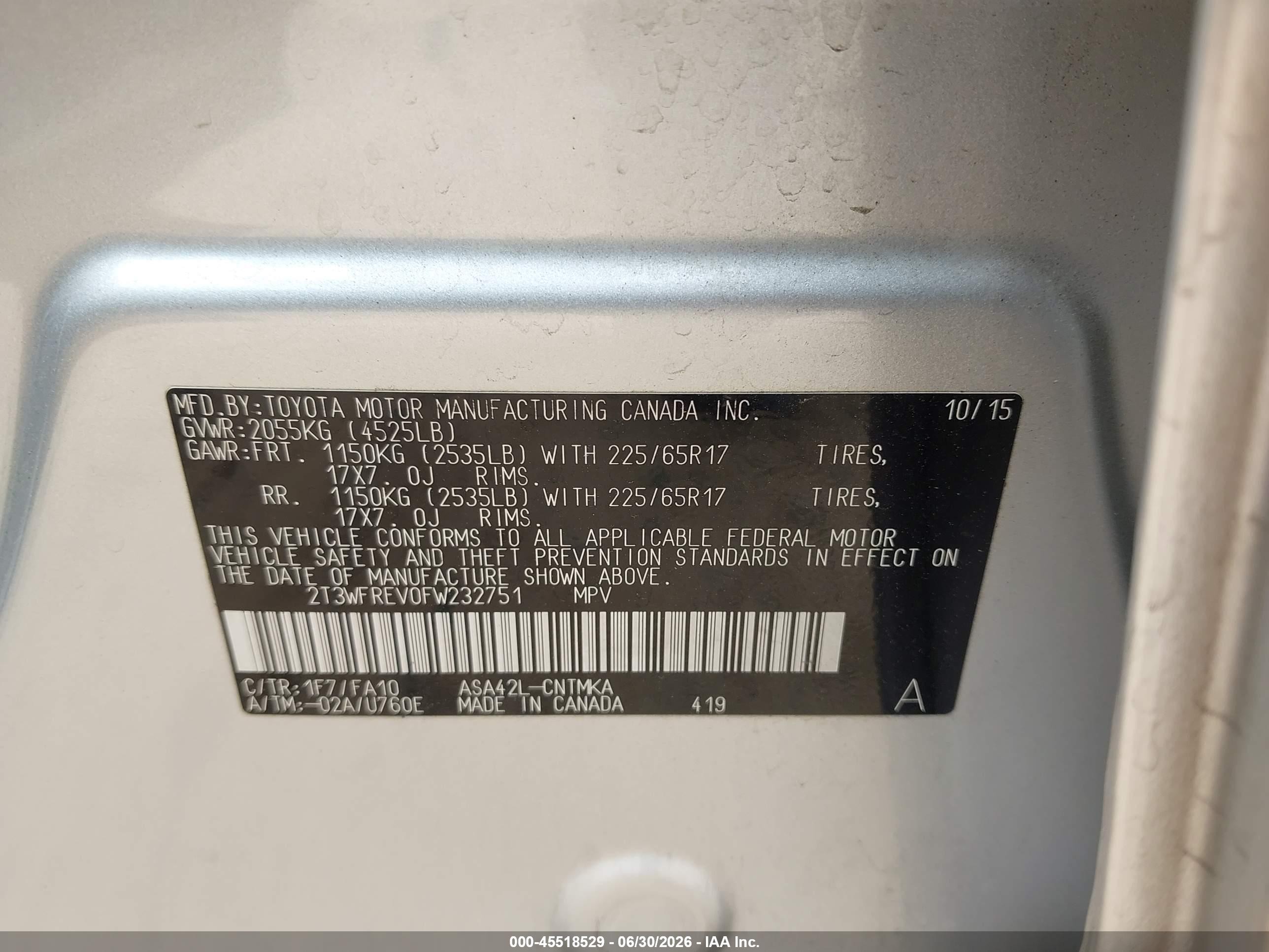2015 Toyota Rav4 Xle Silver vin: 2T3WFREV0FW232751