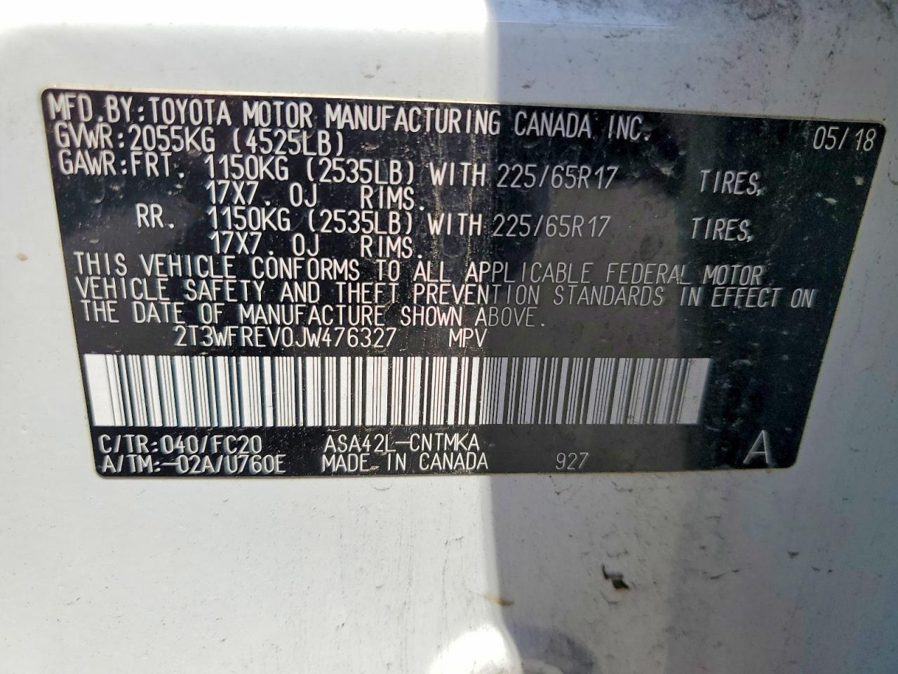 2018 Toyota Rav4 Xle White vin: 2T3WFREV0JW476327