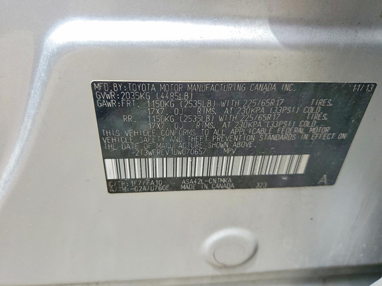 2013 Toyota Rav4 Xle Silver vin: 2T3WFREV1DW070657