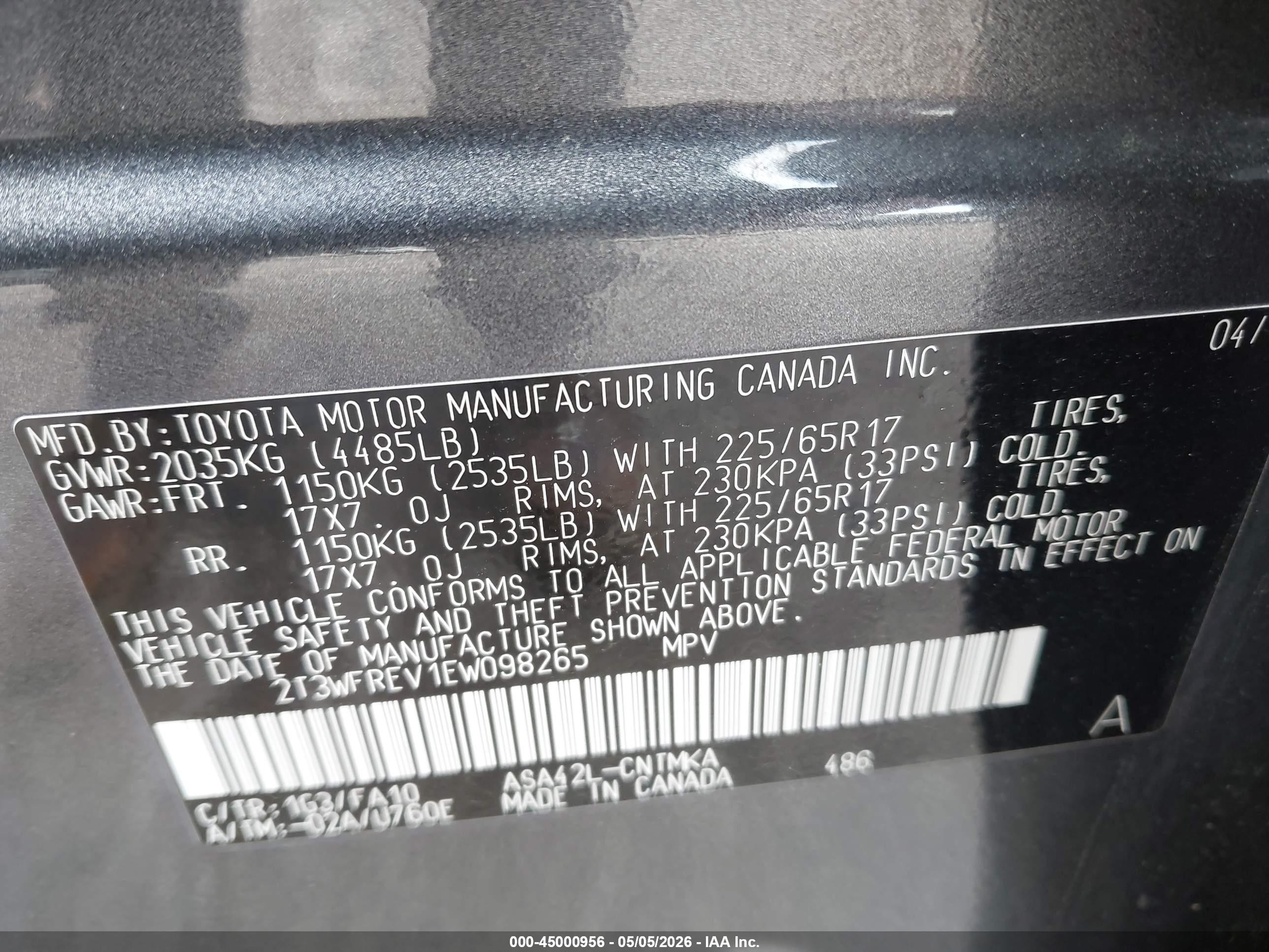 2014 Toyota Rav4 Xle Gray vin: 2T3WFREV1EW098265