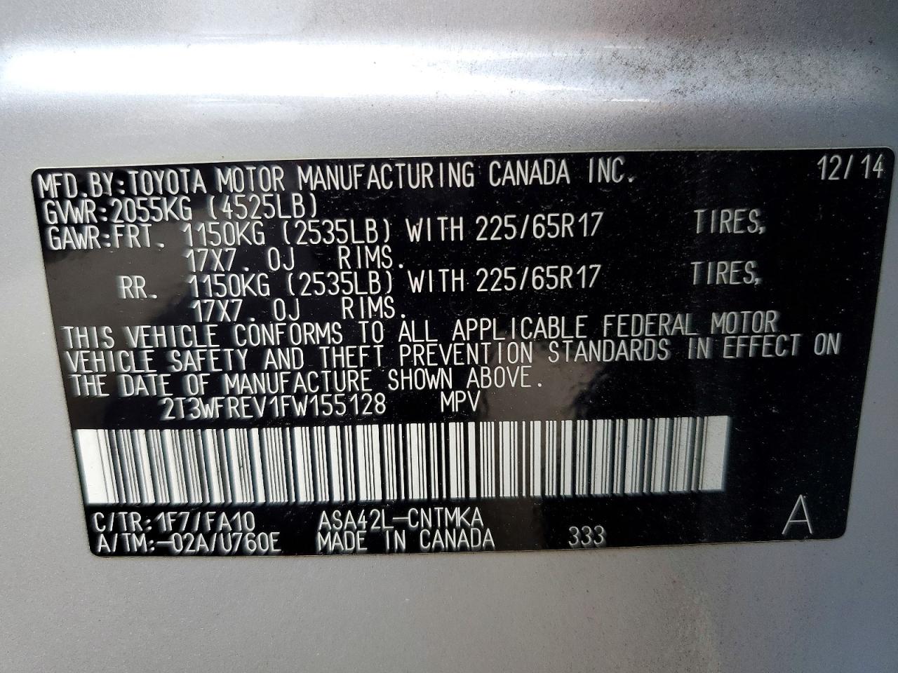 2015 Toyota Rav4 Xle Silver vin: 2T3WFREV1FW155128