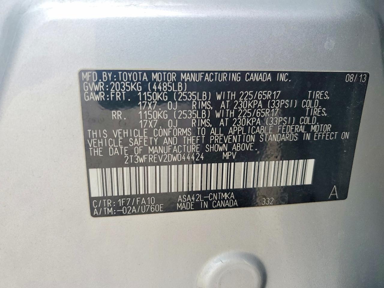 2013 Toyota Rav4 Xle Silver vin: 2T3WFREV2DW044424