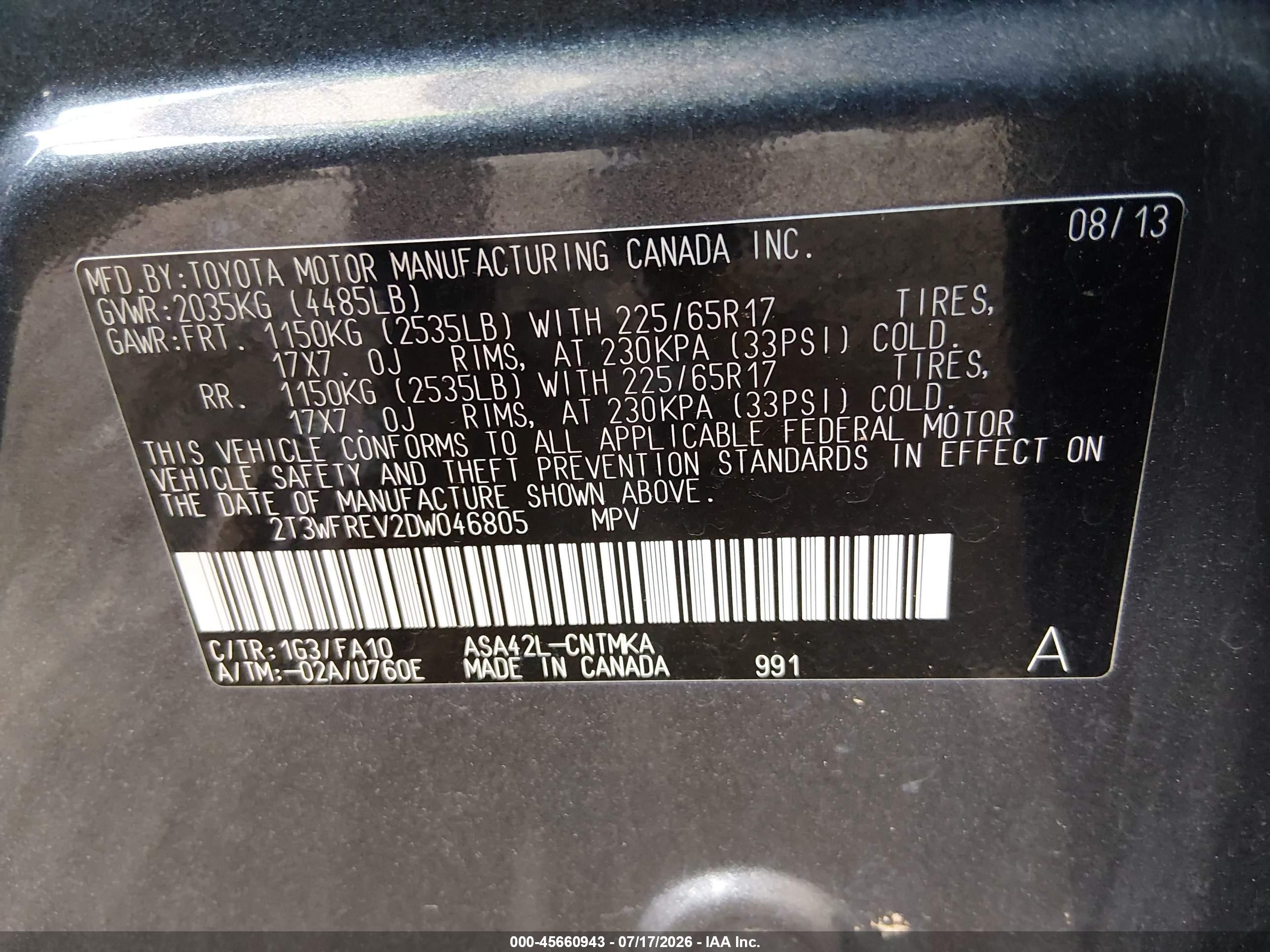2013 Toyota Rav4 Xle Gray vin: 2T3WFREV2DW046805