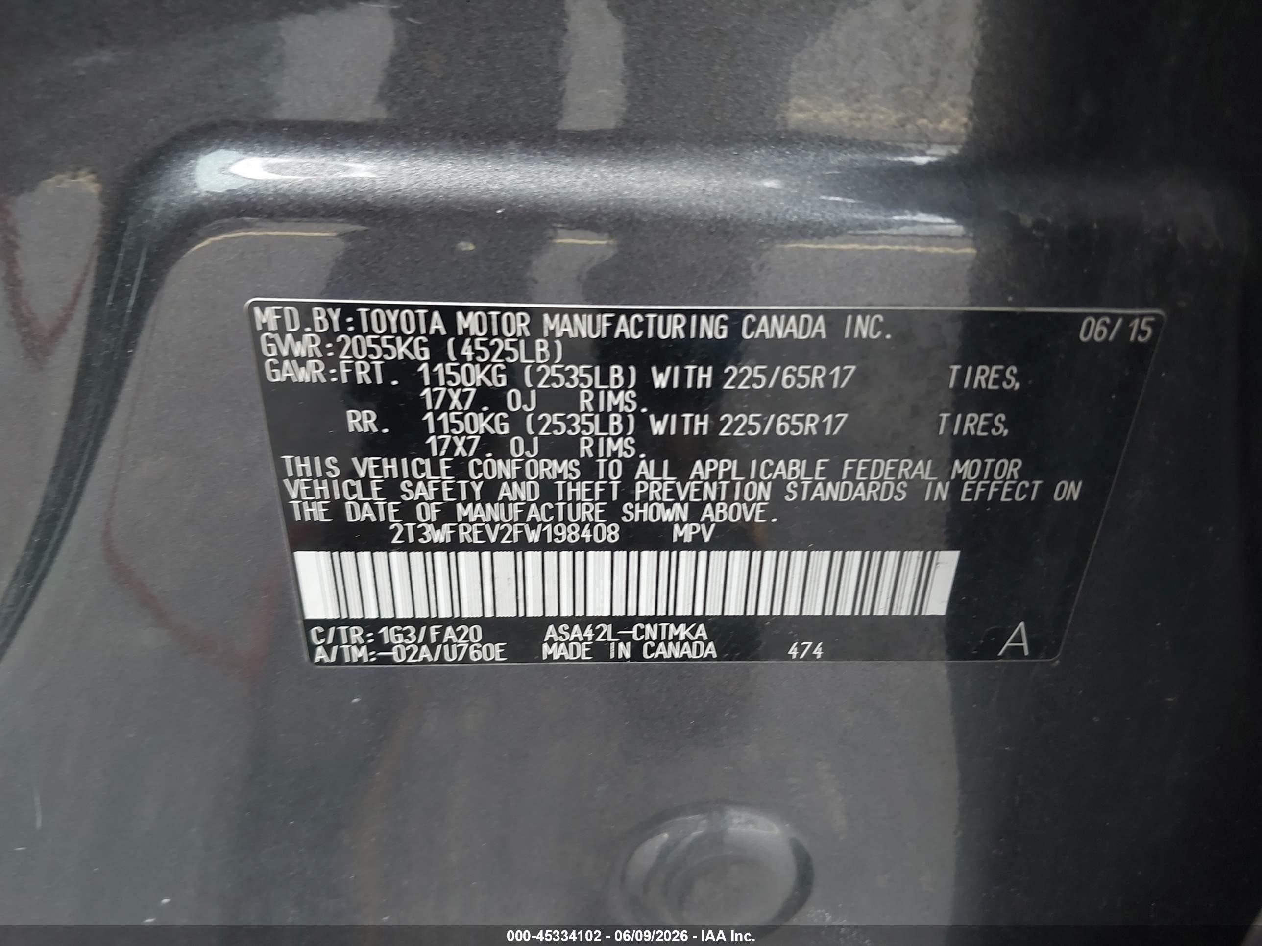 2015 Toyota Rav4 Xle Gray vin: 2T3WFREV2FW198408