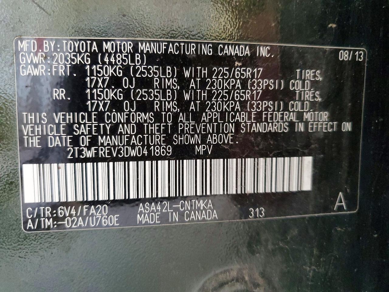 2013 Toyota Rav4 Xle Green vin: 2T3WFREV3DW041869