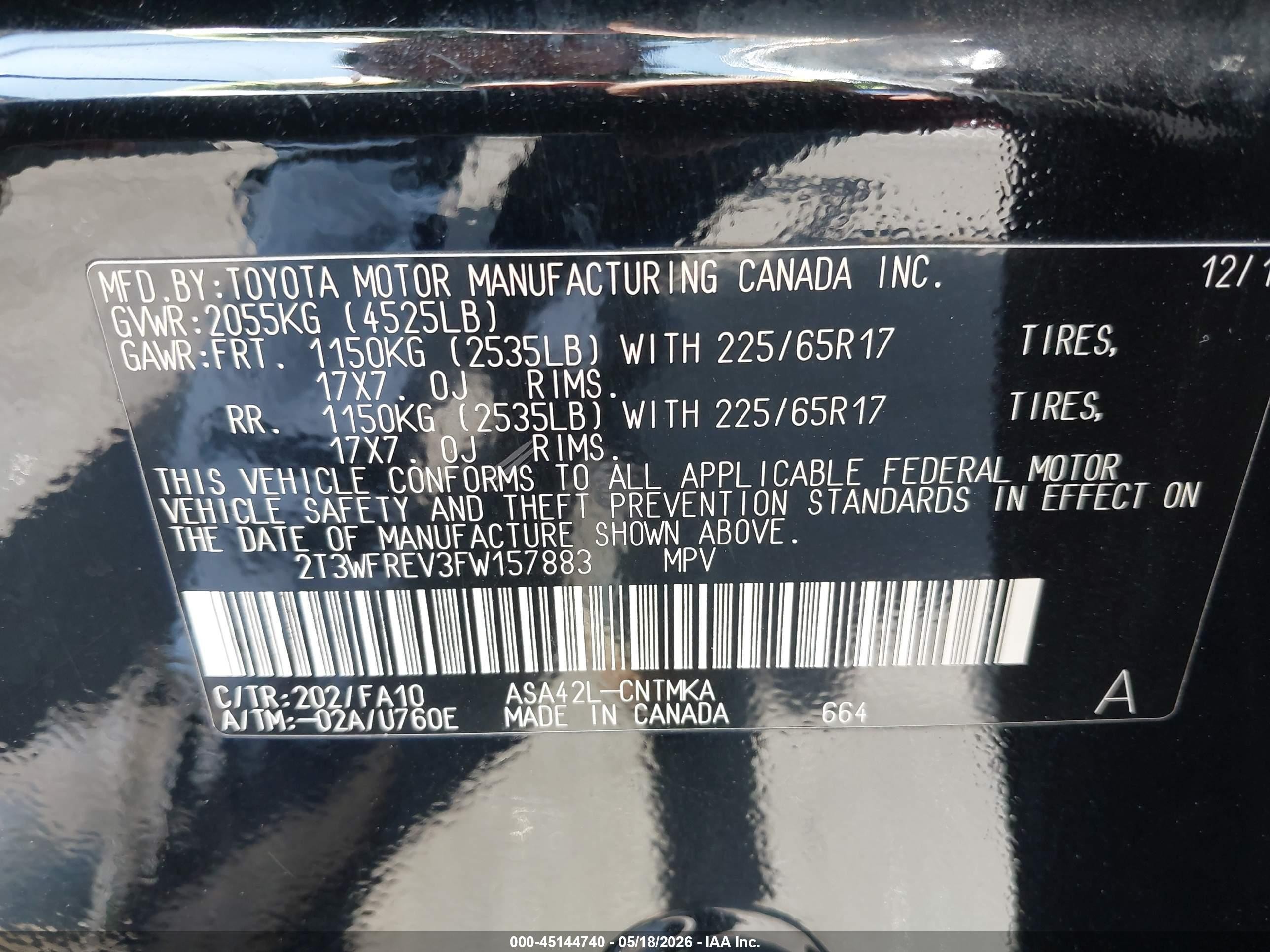 2015 Toyota Rav4 Xle Black vin: 2T3WFREV3FW157883