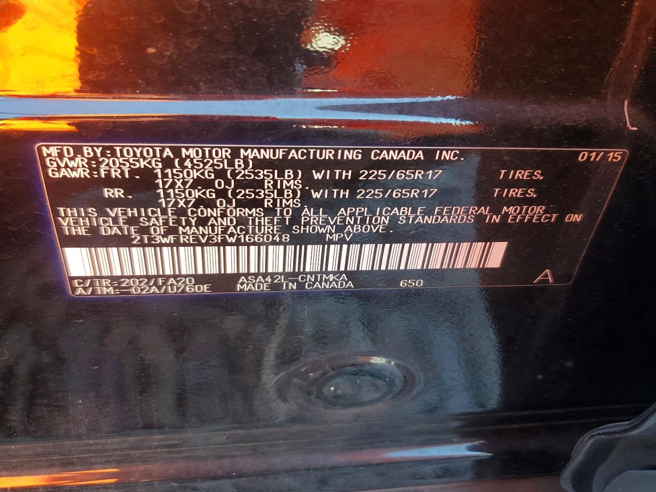 2015 Toyota Rav4 Xle Black vin: 2T3WFREV3FW166048