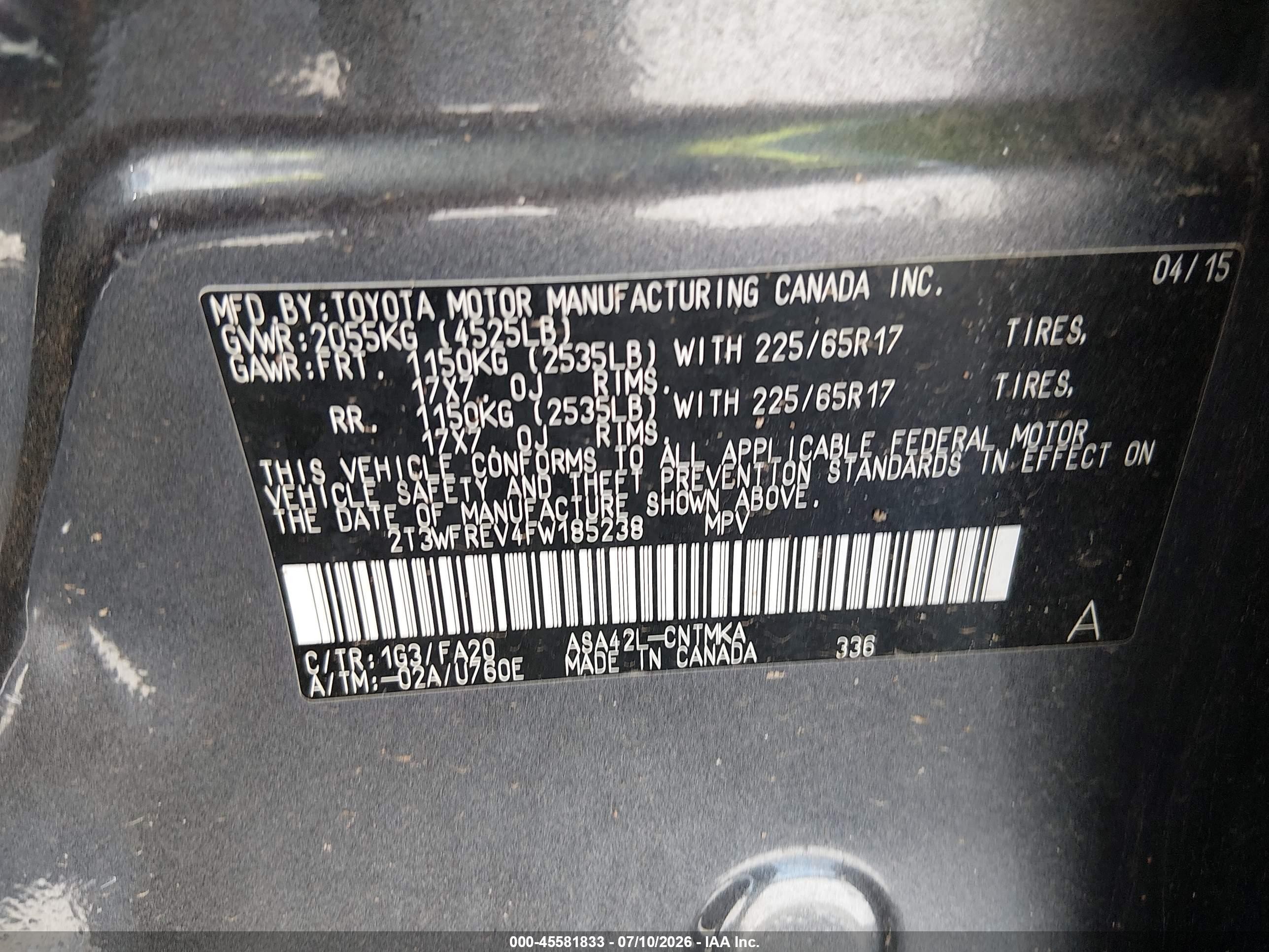2015 Toyota Rav4 Xle Gray vin: 2T3WFREV4FW185238