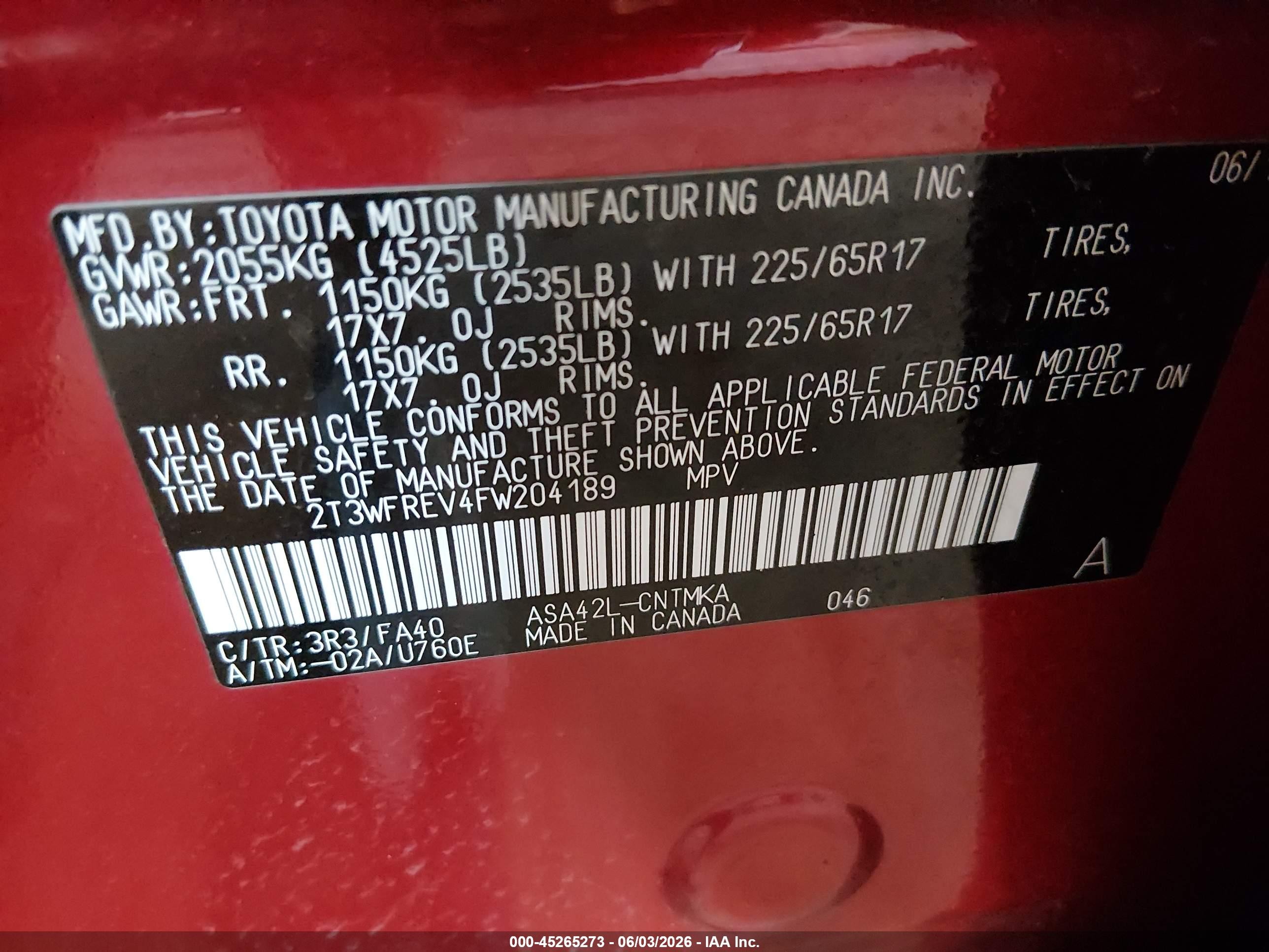 2015 Toyota Rav4 Xle Red vin: 2T3WFREV4FW204189