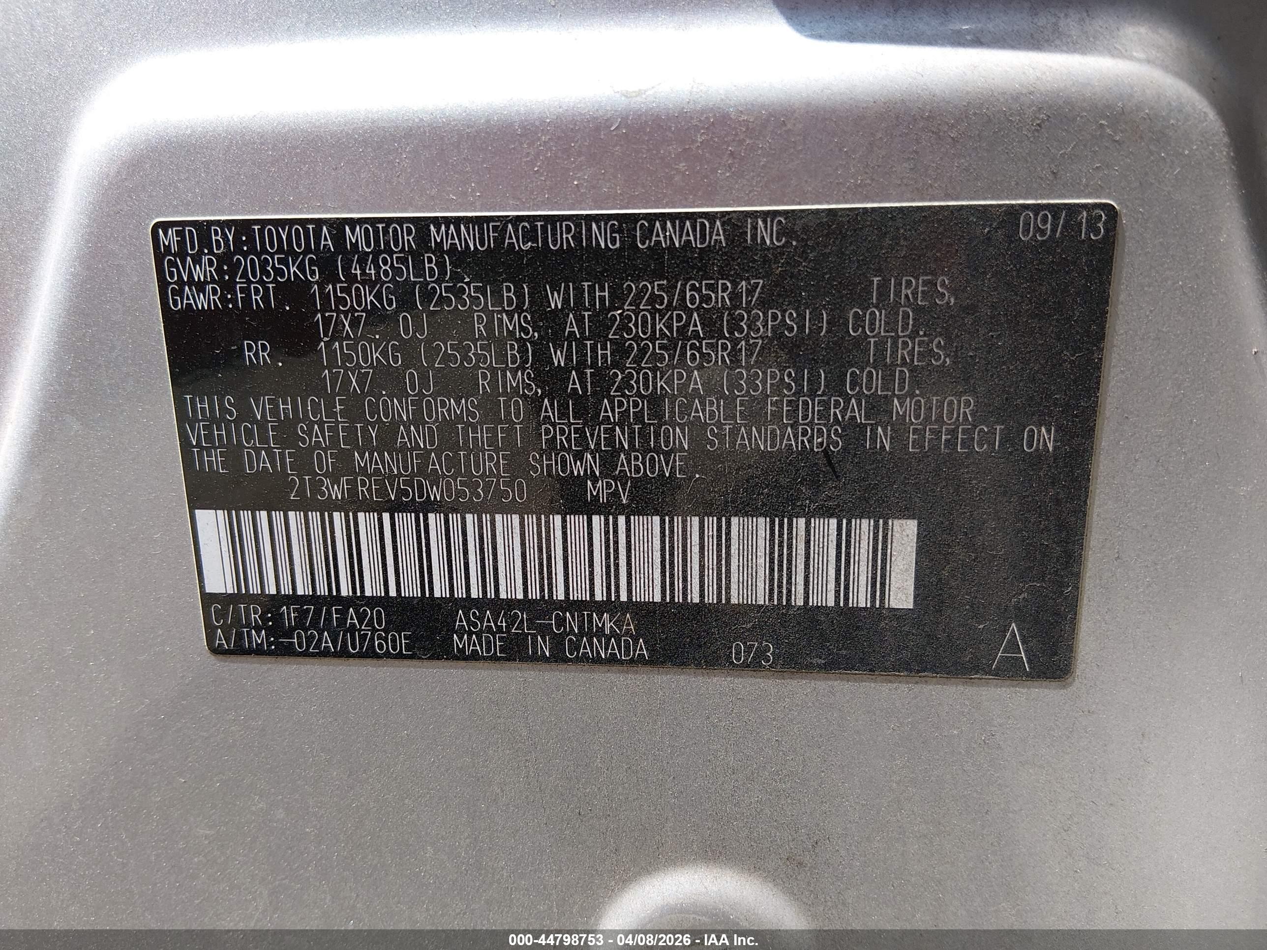 2013 Toyota Rav4 Xle Silver vin: 2T3WFREV5DW053750